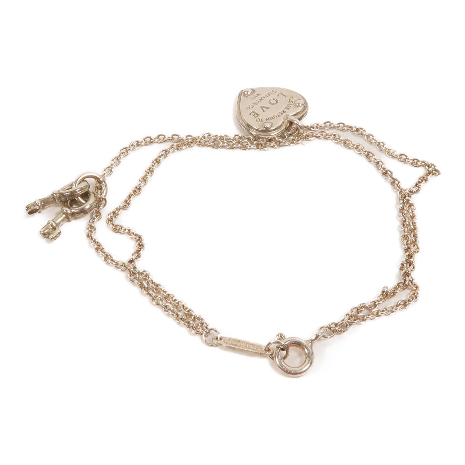TIFFANY＆CO 925純銀Heart Rock and Key Bracelet手鏈