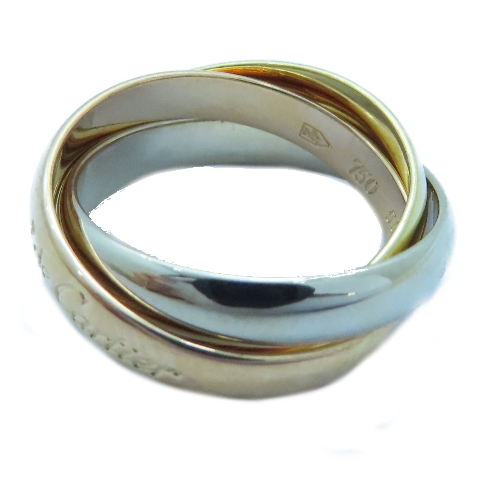 CARTIER 18K黃金/白金/玫瑰金Trinity戒指Cartier#50/US#5.5