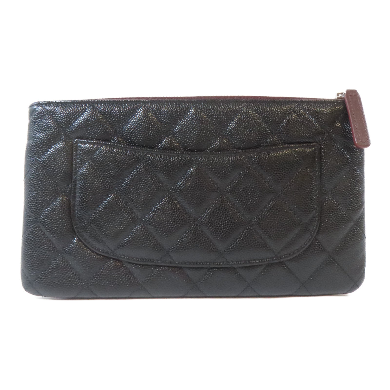CHANEL 菱格Caviar皮革Clutch/Pouch銀扣手拿包黑色