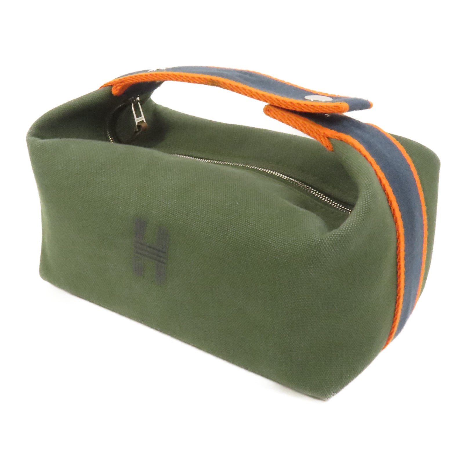 HERMES 帆布Bride-A-Brac Small銀扣手挽袋