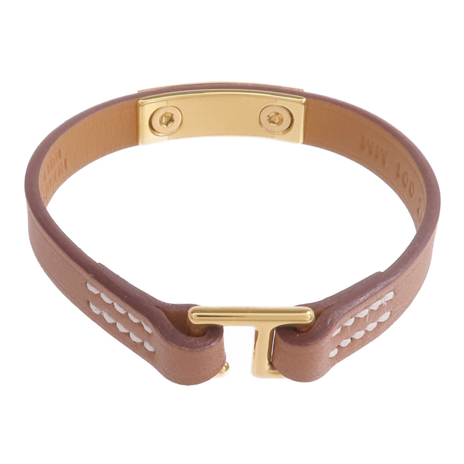 HERMES Swift皮革Mini Rivale Bracelet金扣手帶Gold