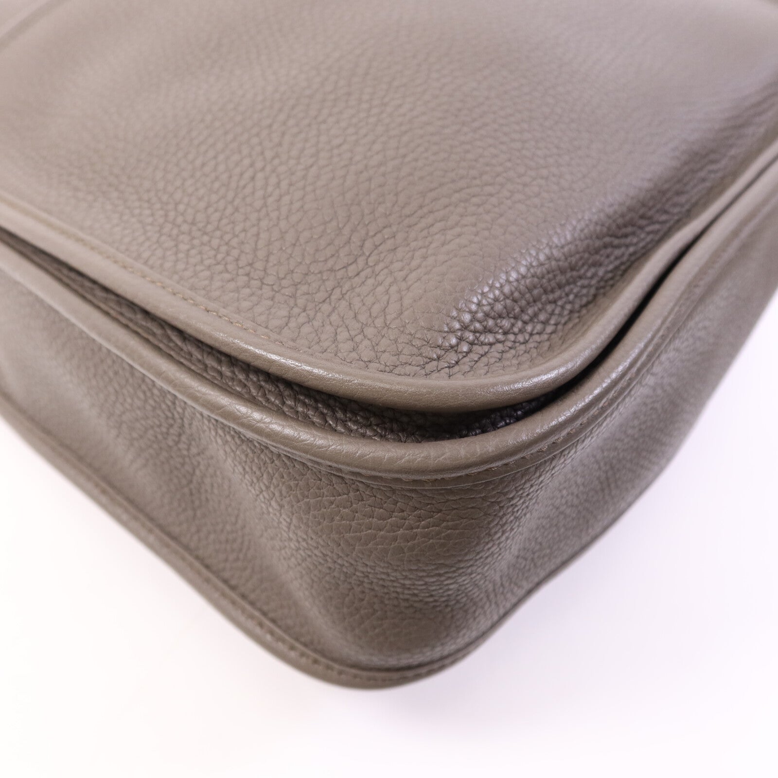 HERMES Clemence皮革Evelyne GM銀扣肩背袋Etain