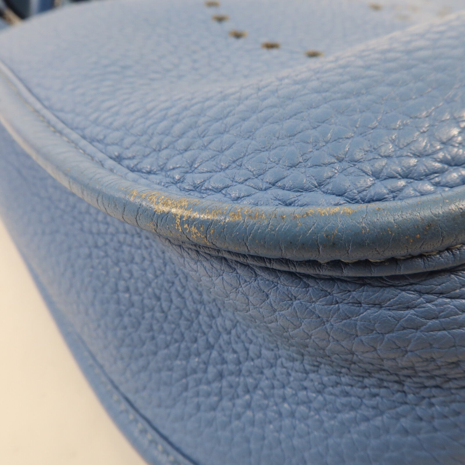 HERMES Clemence皮革Evelyne PM銀扣肩背袋Blue Jeans