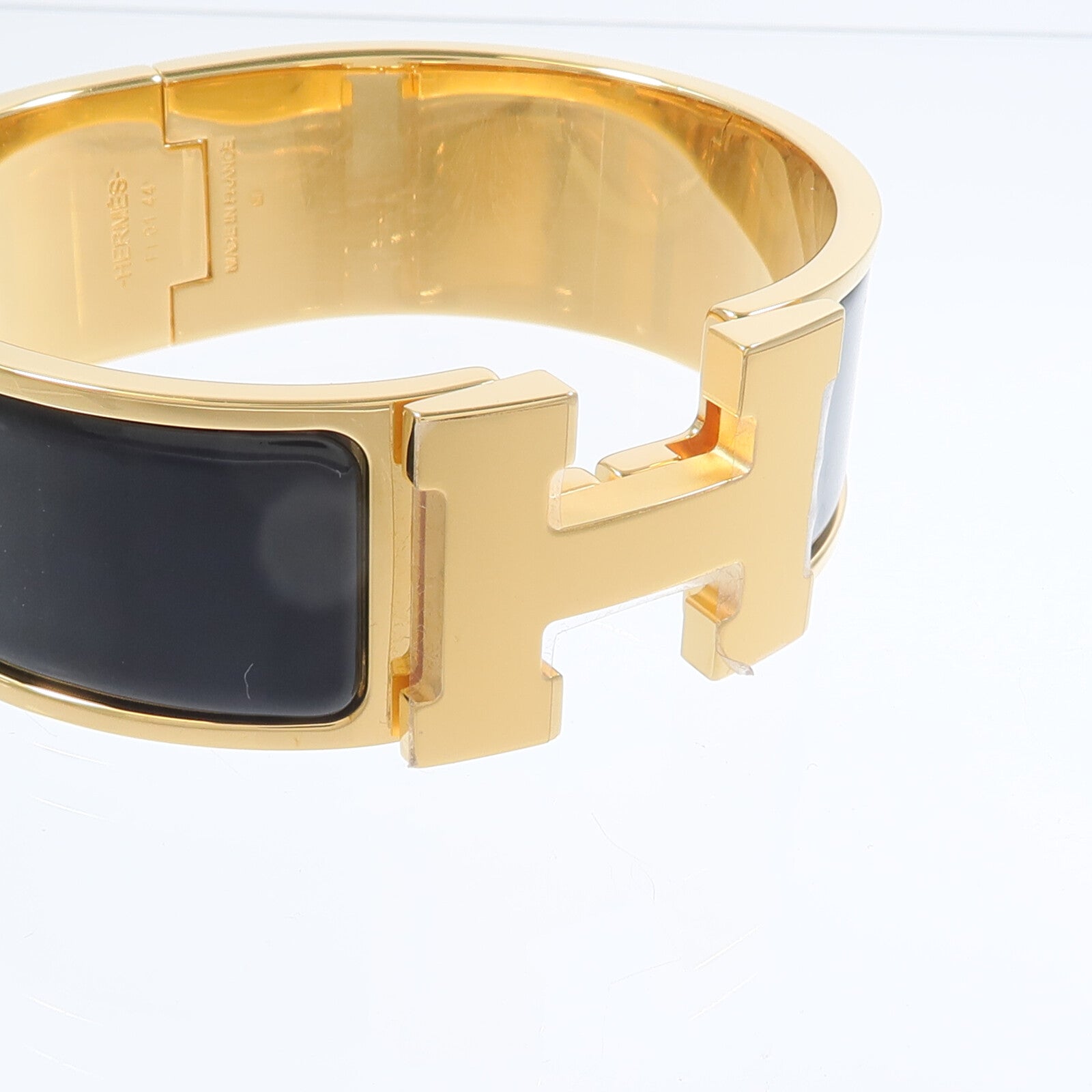 HERMES 金屬/琺瑯Clic-Clac H Bracelet手鐲Noir