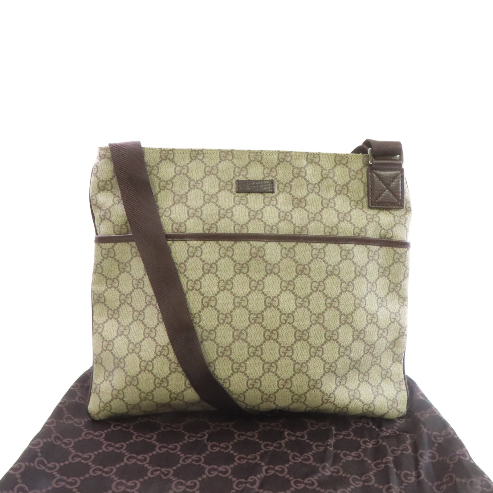GUCCI 【激減優惠】塗層帆布Shoulder Bag肩背袋啡色