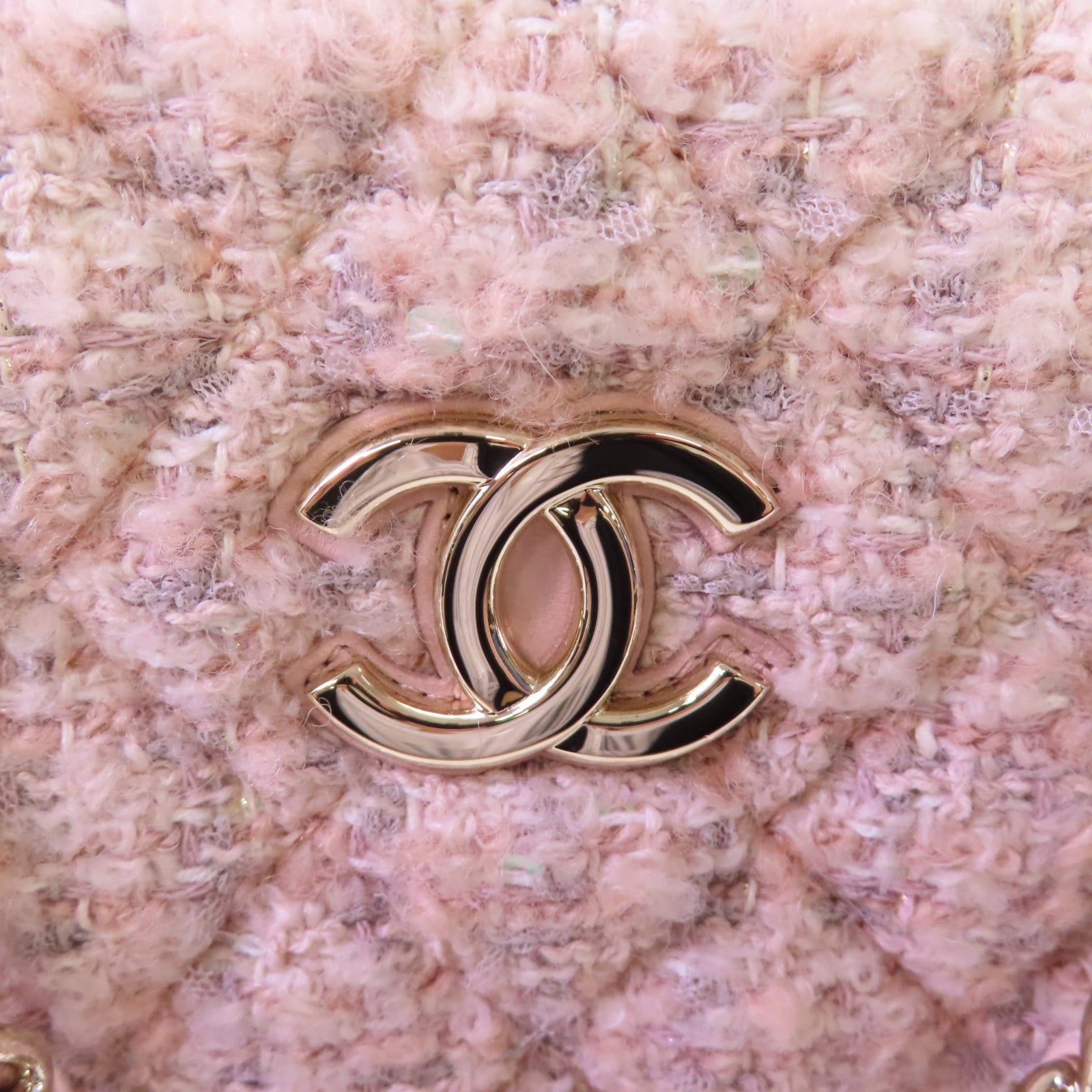 CHANEL 斜紋軟呢Small Chain 2Way Shoulder Bag金扣手挽肩背兩用袋粉紅色