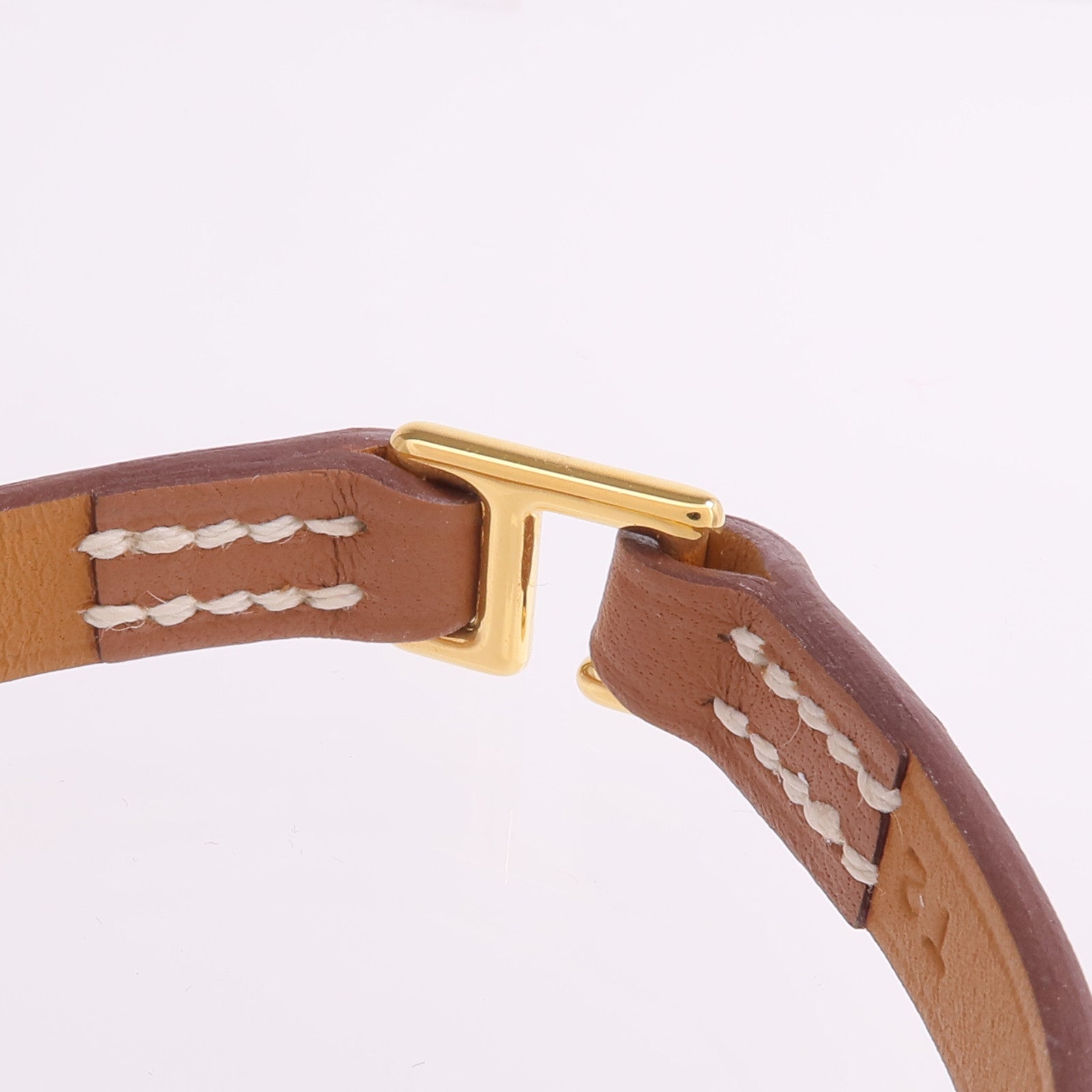 HERMES Swift皮革Mini Rivale Bracelet金扣手帶Gold