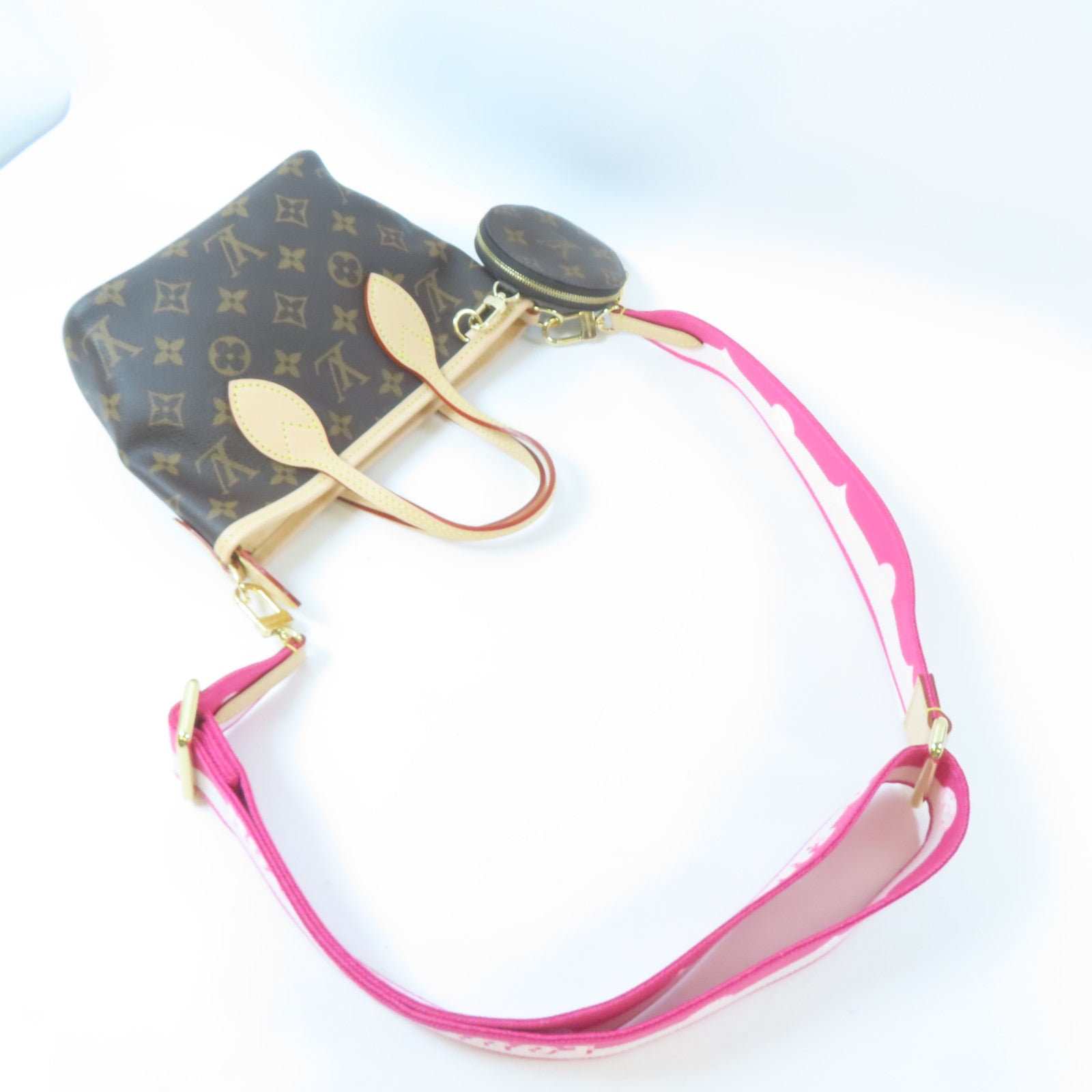 LOUIS VUITTON Monogram Neverfull BB金扣手挽肩背兩用袋啡色