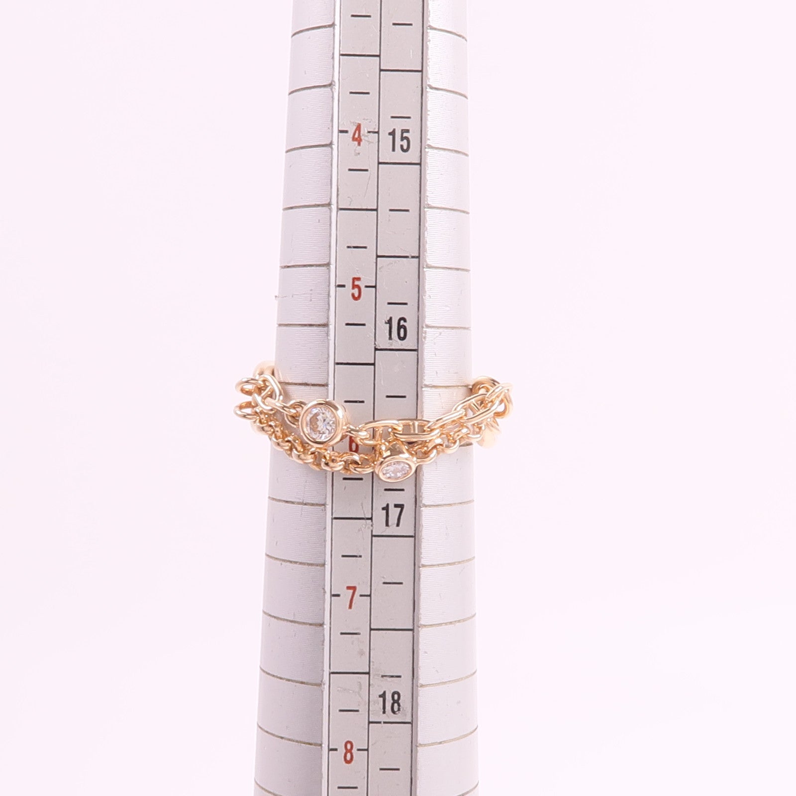 HERMES 18K玫瑰金Chaine d'ancre Chaos Ring鑽石戒指