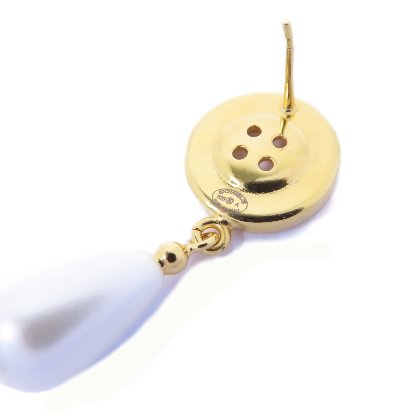 CHANEL PVC/金屬Earrings耳環金色/白色
