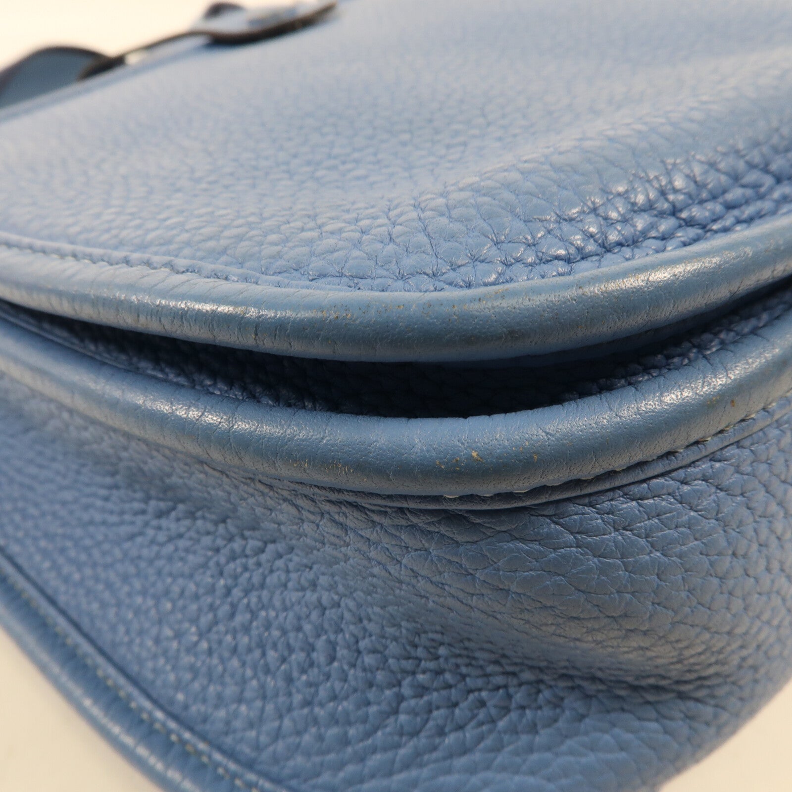 HERMES Clemence皮革Evelyne PM銀扣肩背袋Blue Jeans