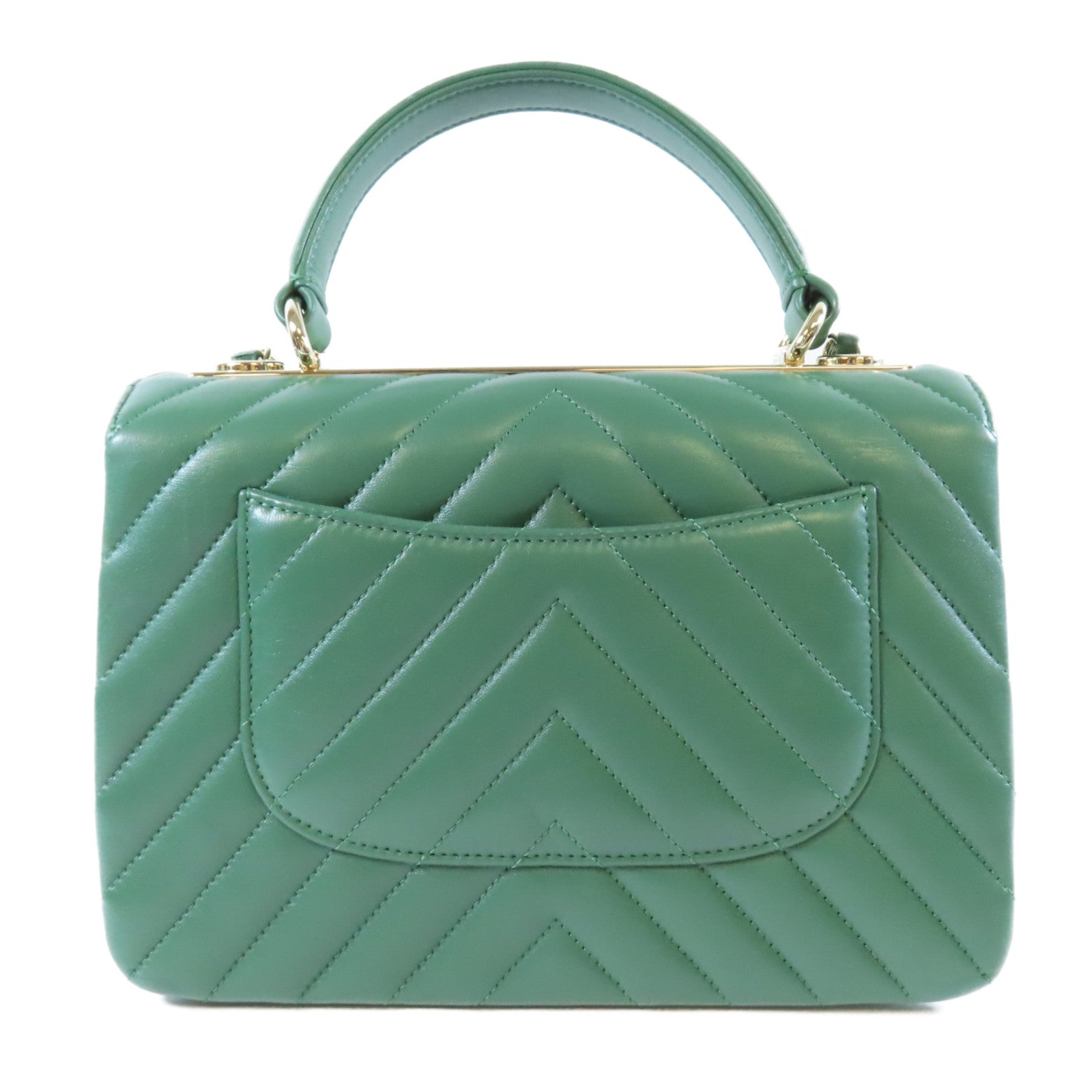 CHANEL 【激減優惠】羊皮皮革Chain Shoulder Bag金扣手挽肩背兩用袋綠色