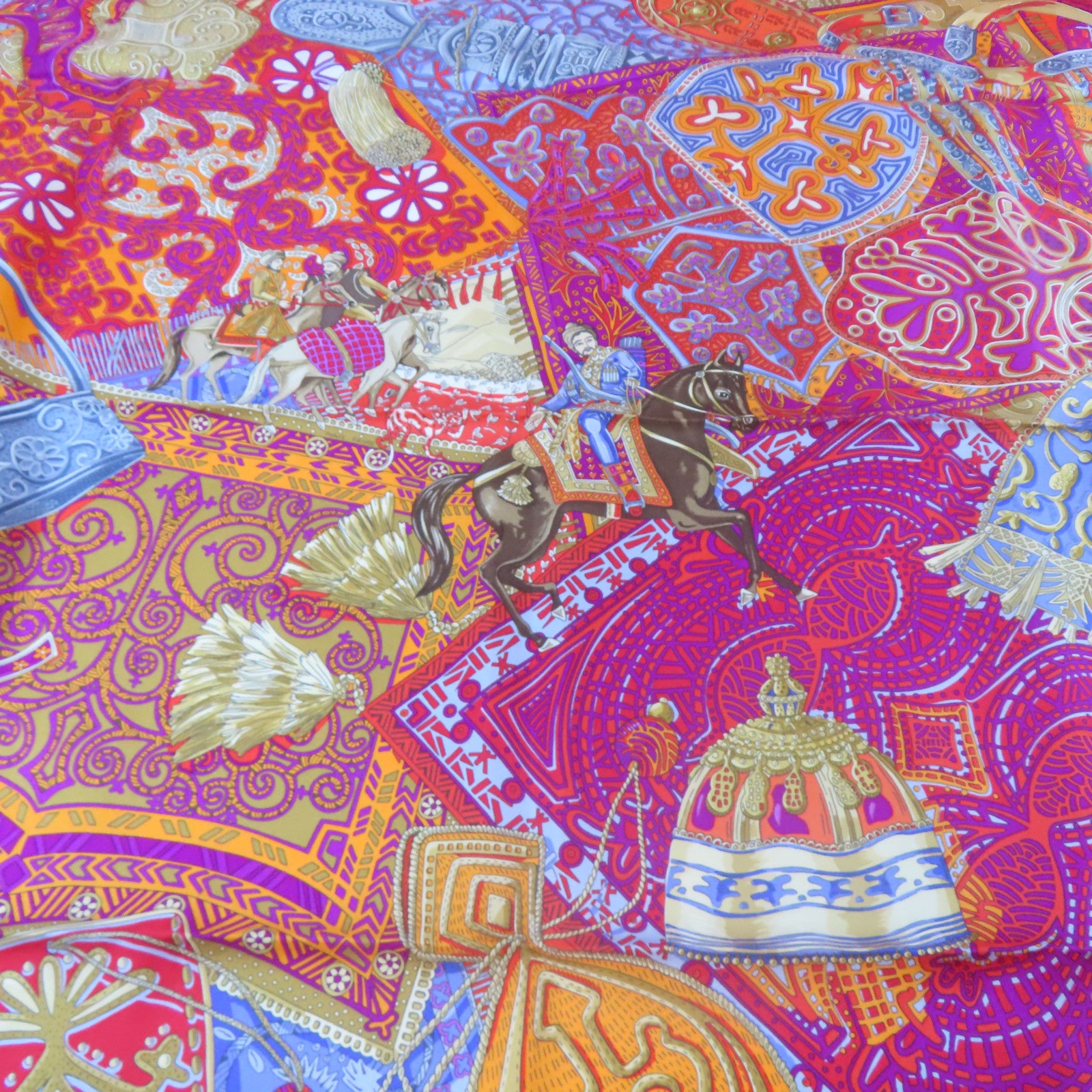 HERMES 【激減優惠】絲質Scarf 90x90cm絲巾橙色/藍色/紫色