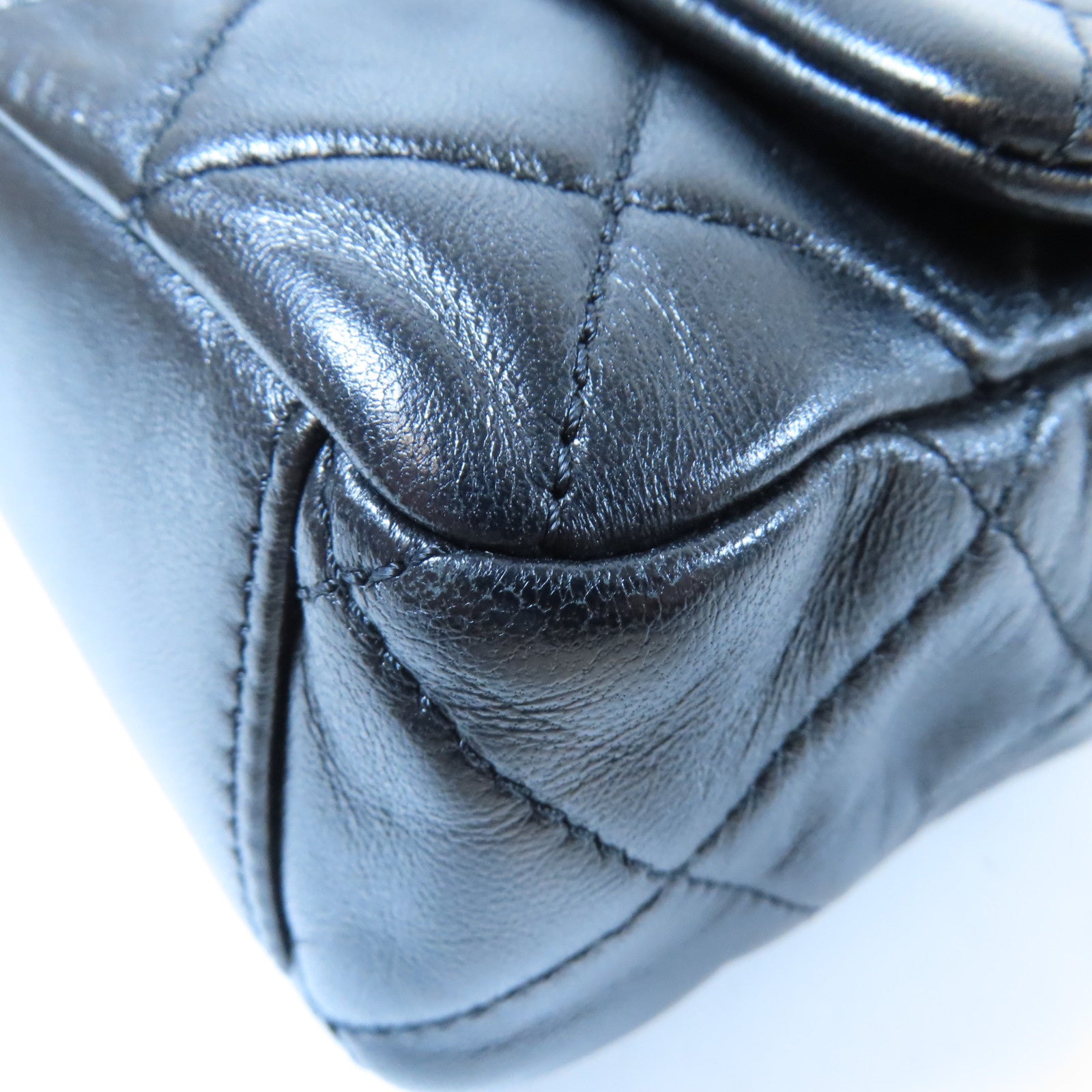 CHANEL 羊皮皮革Chain Flap Bag金扣鏈帶肩背袋黑色