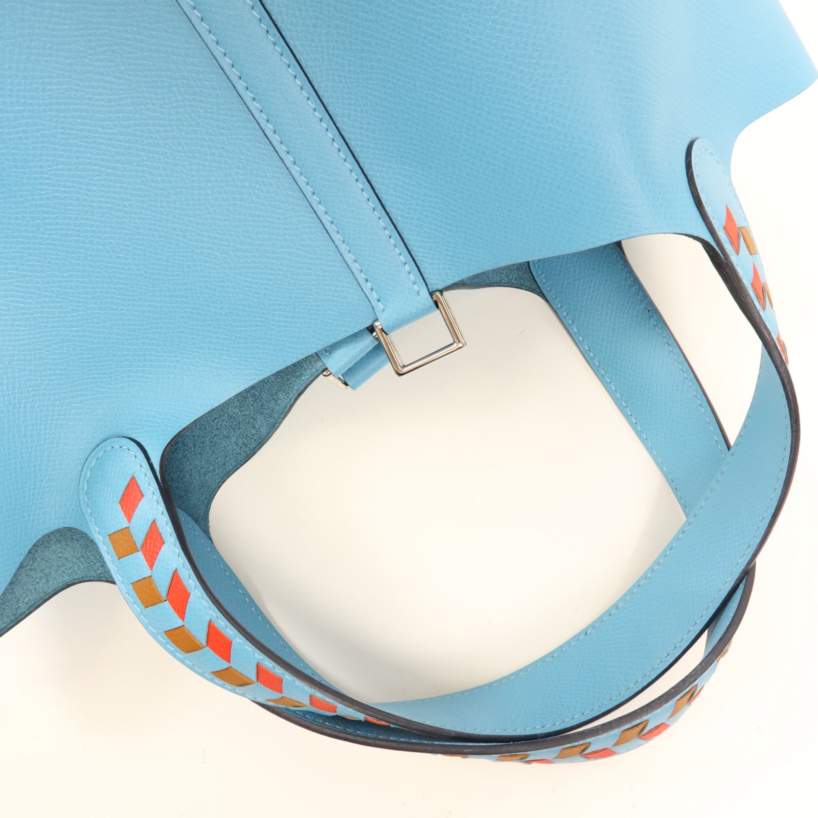 HERMES Epsom皮革Picotin MM銀扣手挽袋P3/Blue De Nord