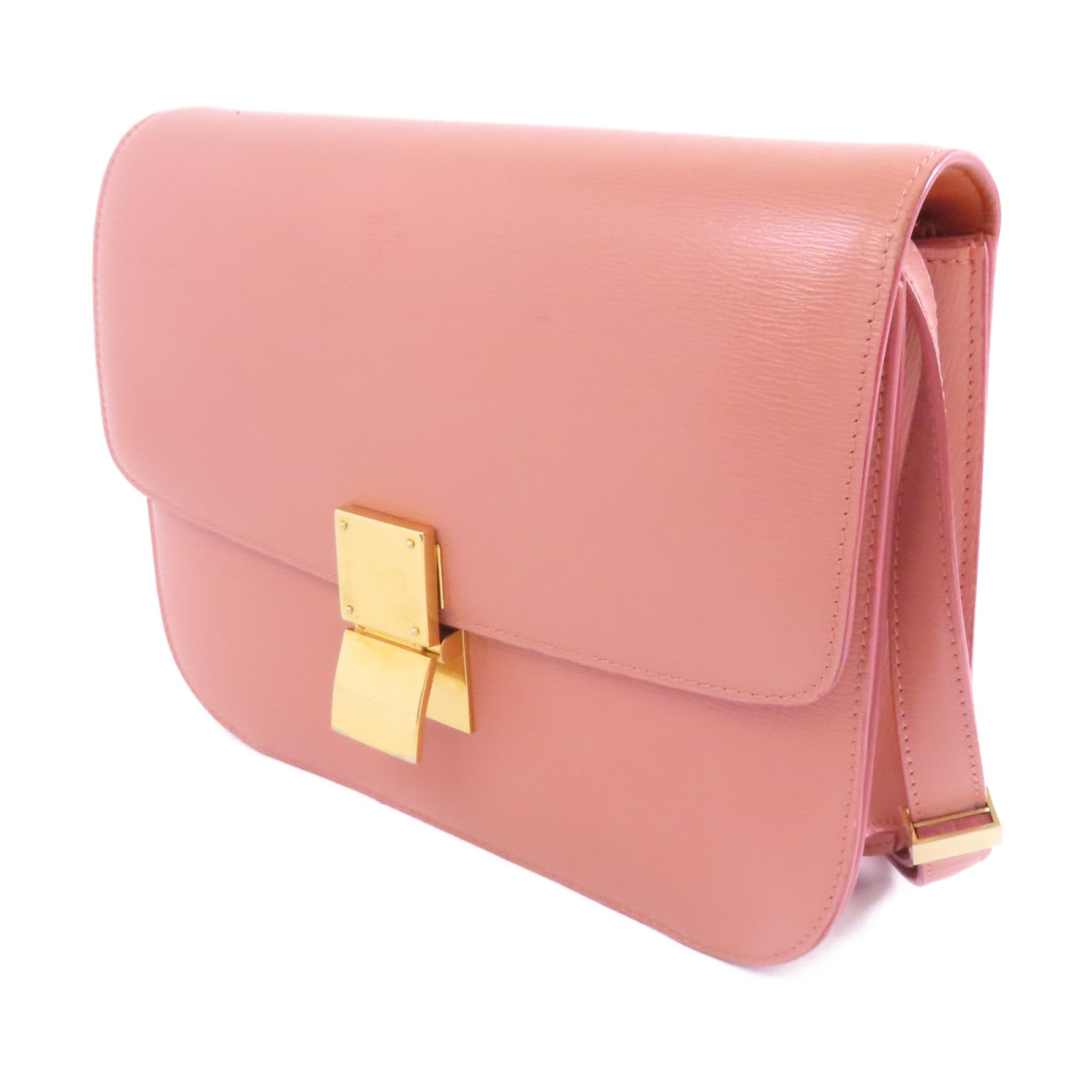 CELINE 【激減優惠】牛皮皮革Celine Box金扣肩背袋粉紅色