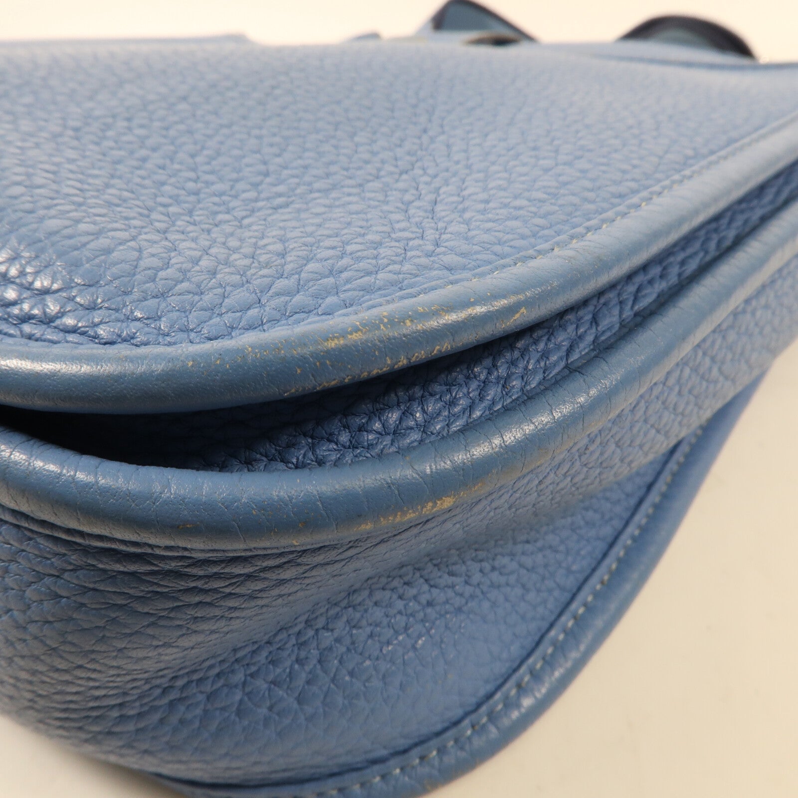 HERMES Clemence皮革Evelyne PM銀扣肩背袋Blue Jeans