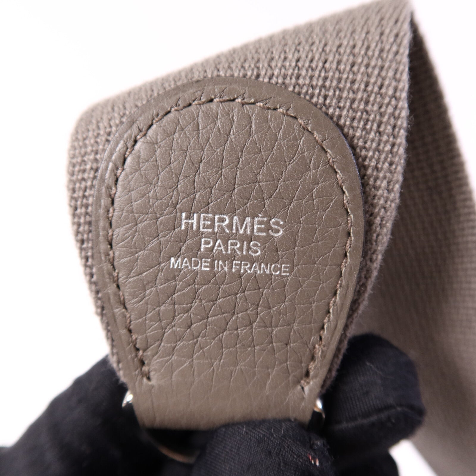 HERMES Clemence皮革Evelyne GM銀扣肩背袋Etain