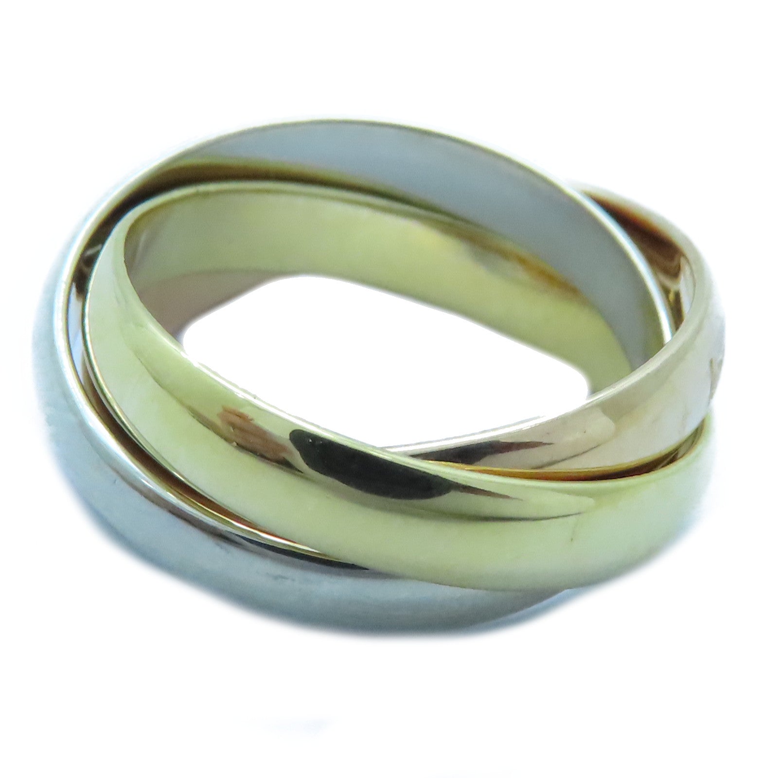 CARTIER 18K黃金/白金/玫瑰金Trinity戒指Cartier#50/US#5.5