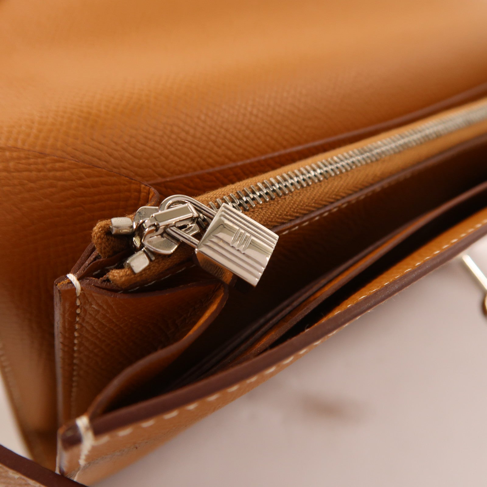 HERMES Epsom皮革Kelly Long Wallet銀扣長錢包