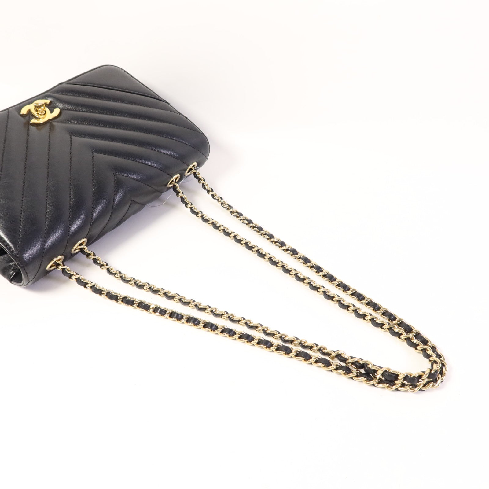 CHANEL 牛皮皮革Shoulder Bag金扣鏈帶肩背袋