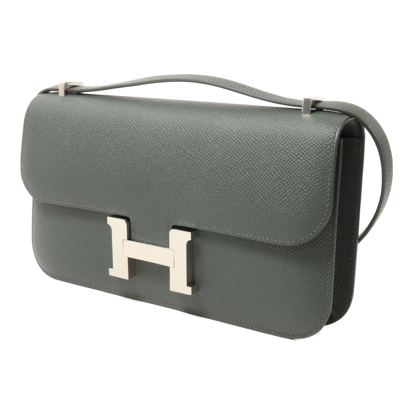 HERMES Epsom皮革Constance Elan肩背袋Vert Mangrove