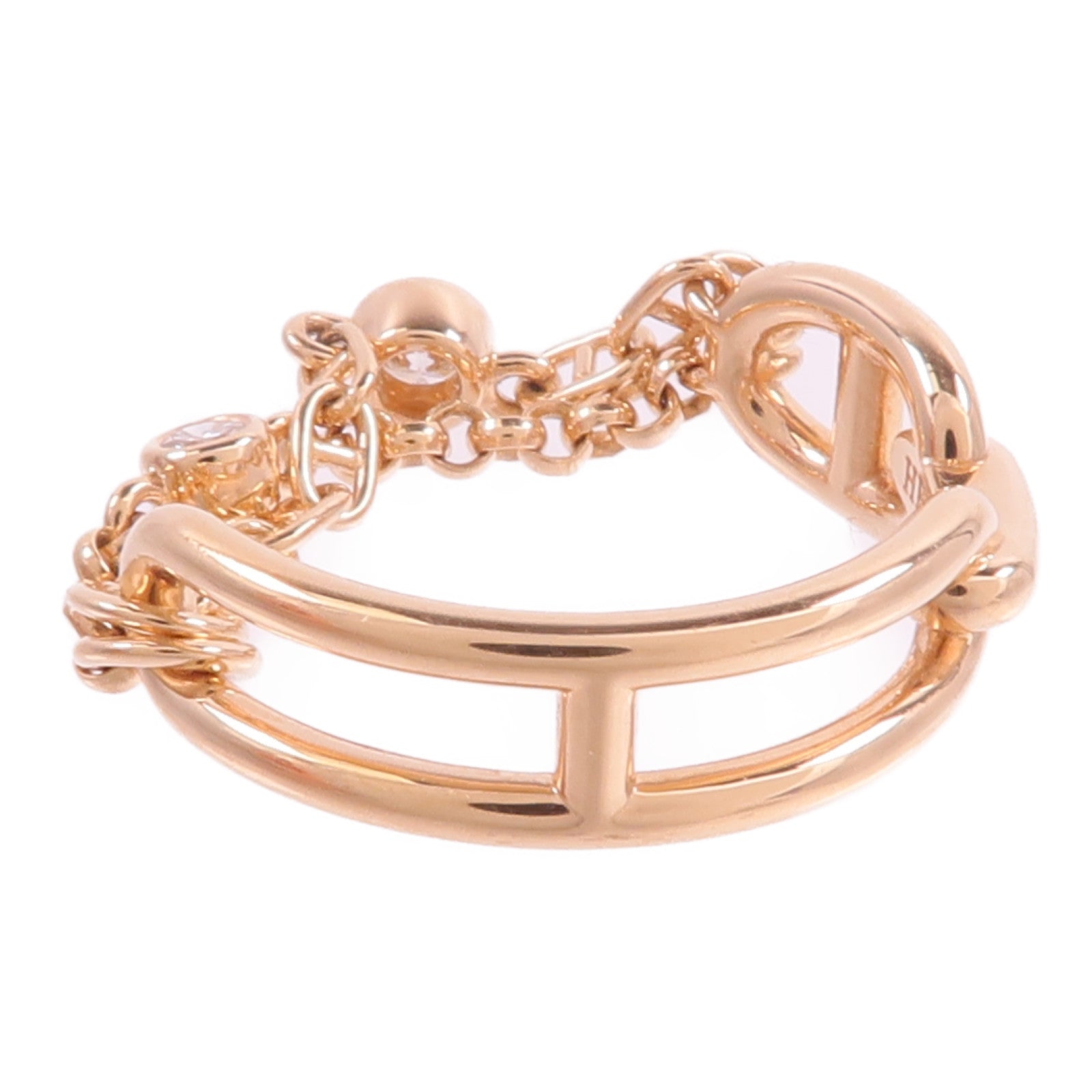 HERMES 18K玫瑰金Chaine d'ancre Chaos Ring鑽石戒指