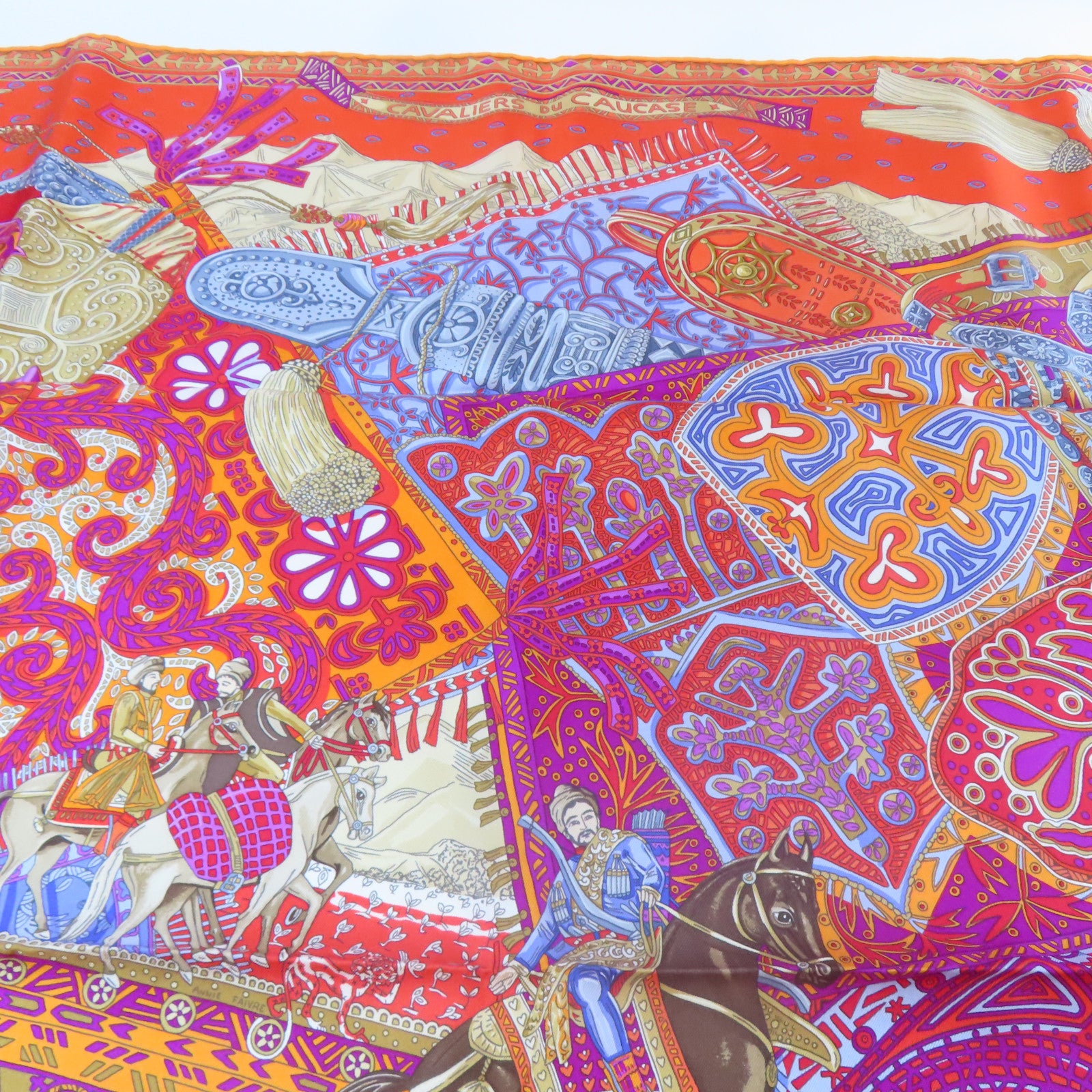 HERMES 【激減優惠】絲質Scarf 90x90cm絲巾橙色/藍色/紫色