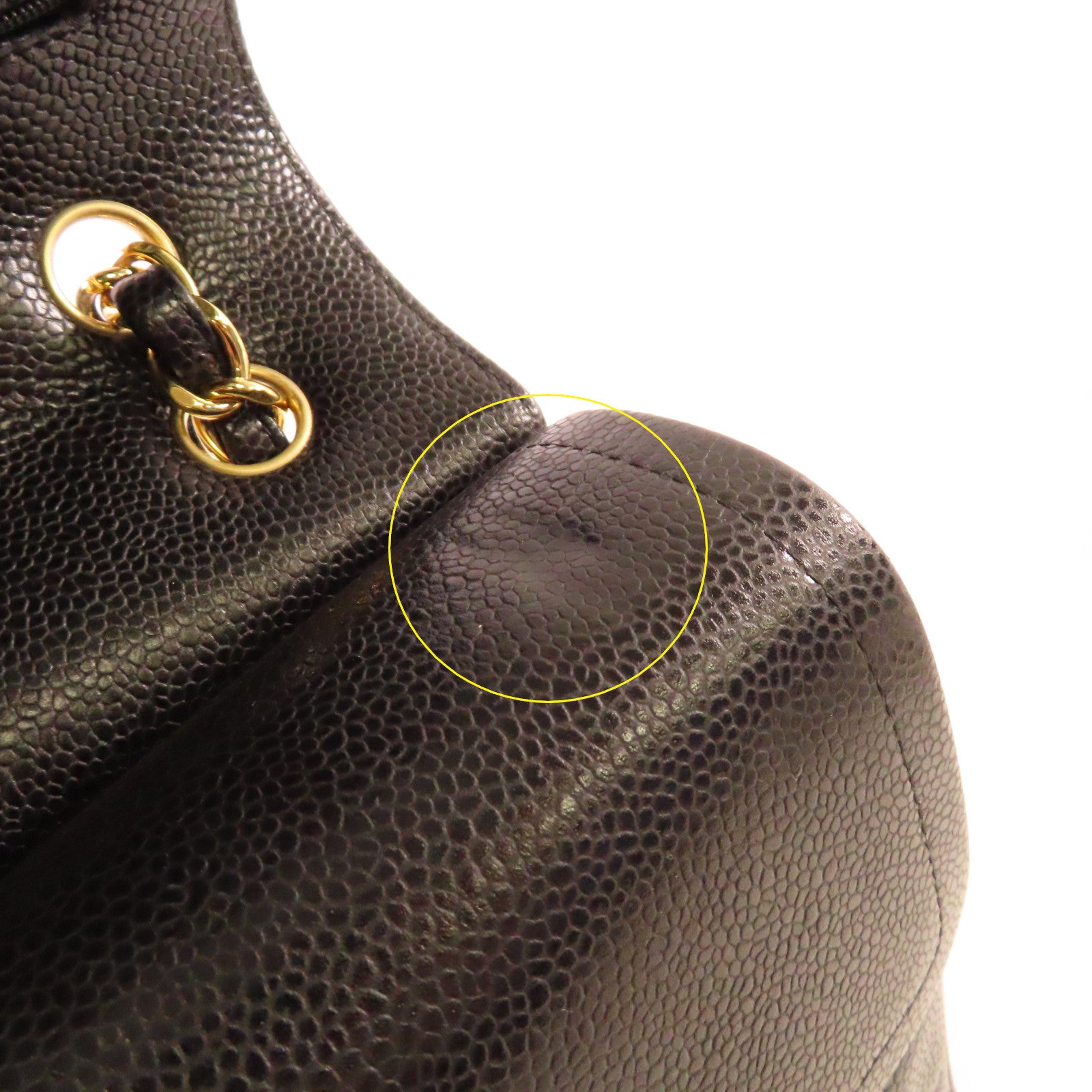 CHANEL 菱格Caviar皮革Jumbo 30 Chain Shoulder Bag金扣鏈帶肩背袋黑色