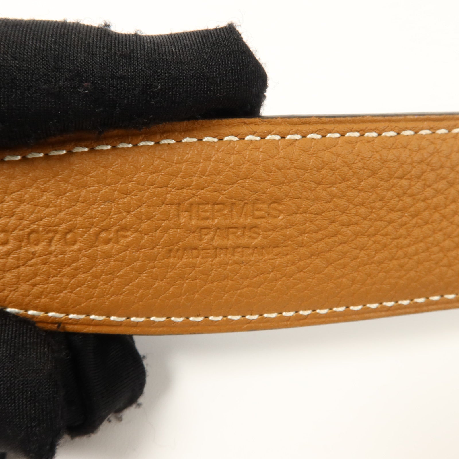 HERMES Box/Togo皮革Constance Belt 85cm皮帶Noir/Gold