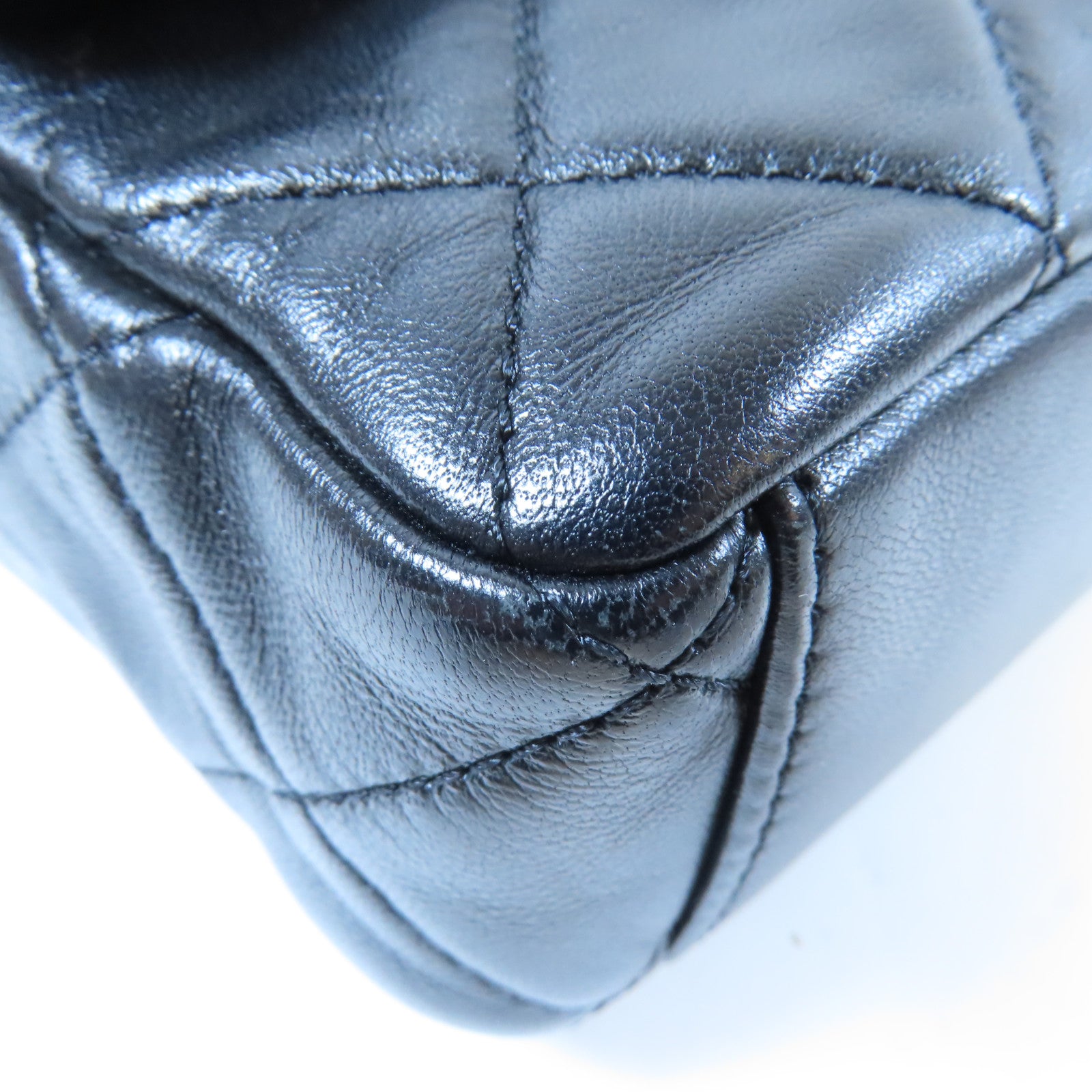 CHANEL 羊皮皮革Chain Flap Bag金扣鏈帶肩背袋黑色