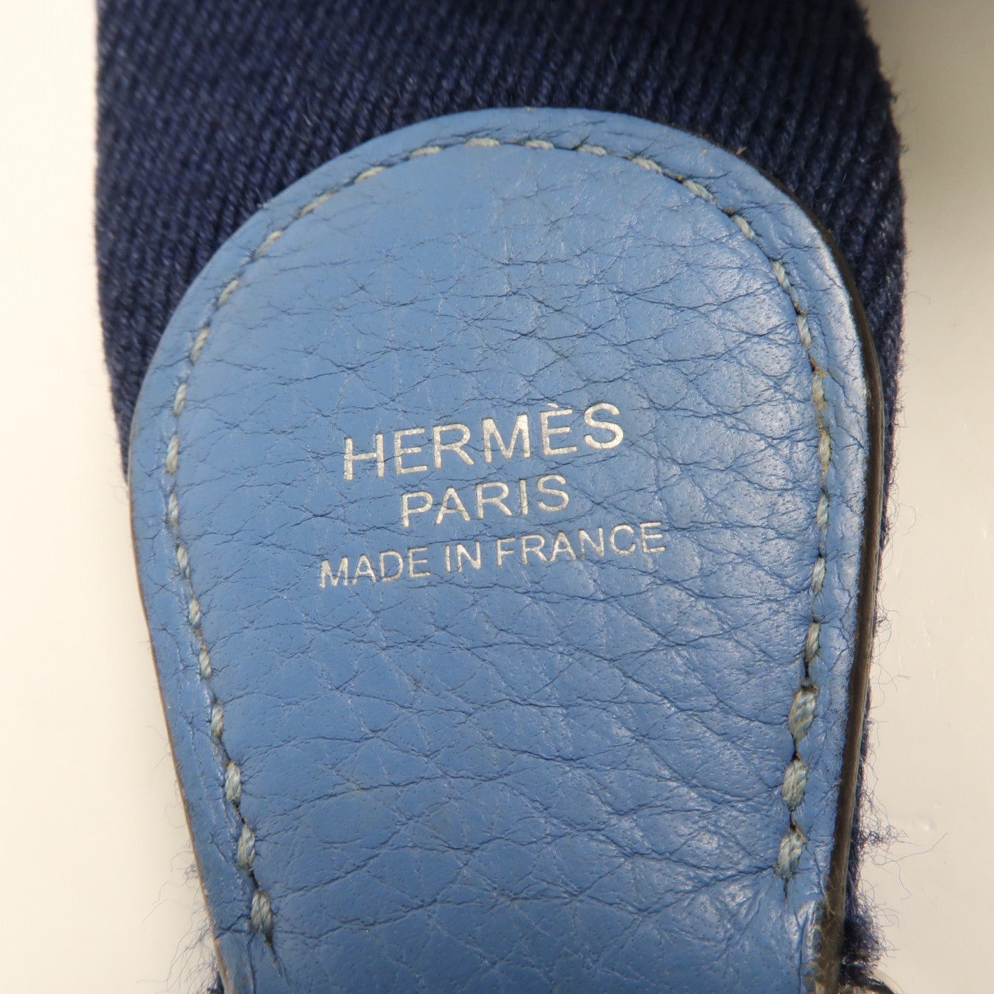 HERMES Clemence皮革Evelyne PM銀扣肩背袋Blue Jeans