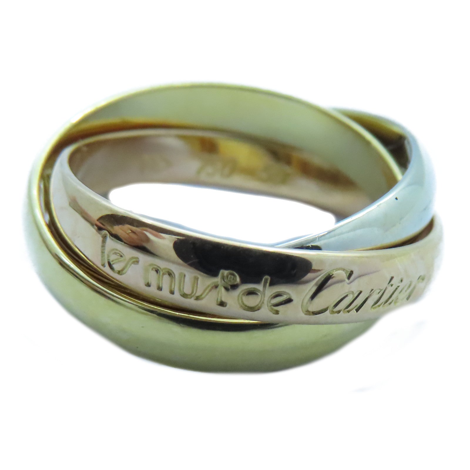 CARTIER 18K黃金/白金/玫瑰金Trinity戒指Cartier#50/US#5.5