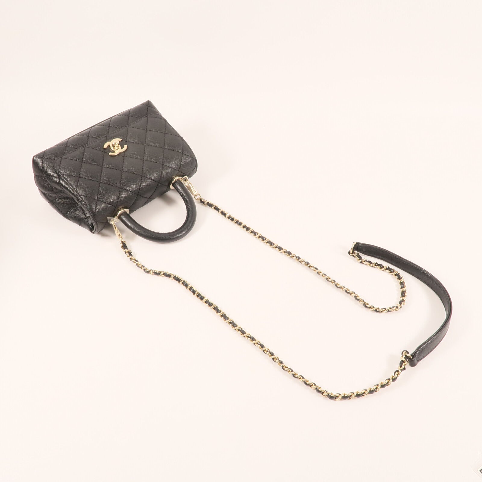 CHANEL 【激減優惠】牛皮皮革Coco Handle Mini金扣手挽肩背兩用袋