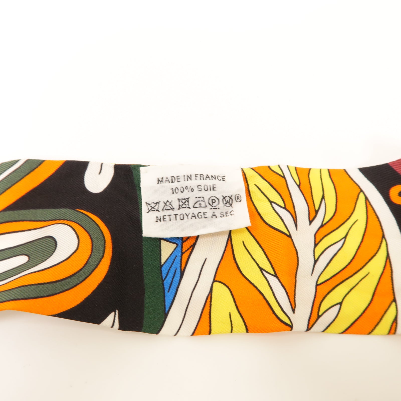 HERMES 絲質Twilly絲巾橙色/彩色