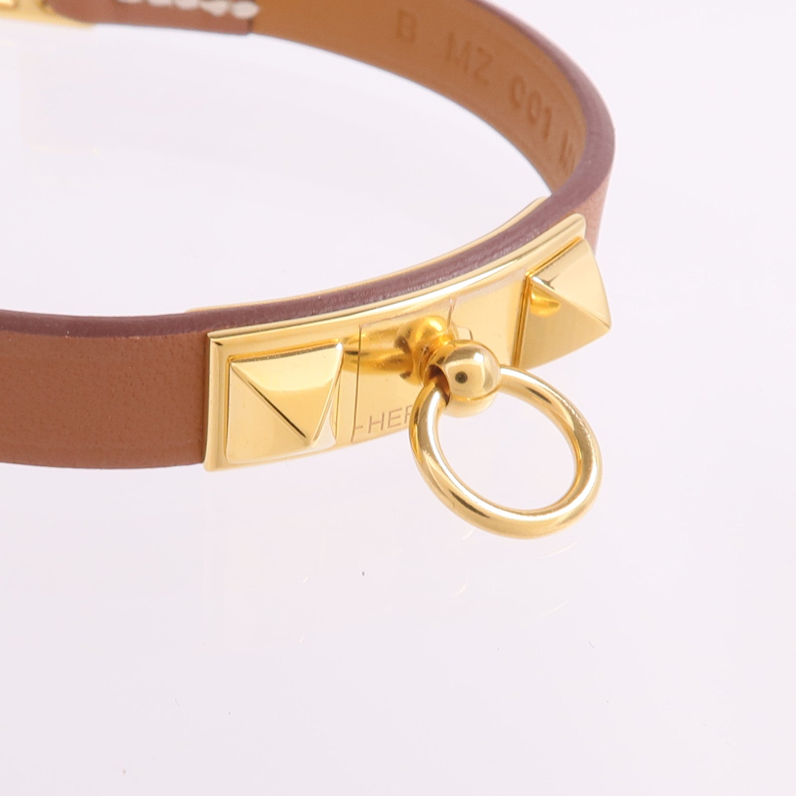 HERMES Swift皮革Mini Rivale Bracelet金扣手帶Gold