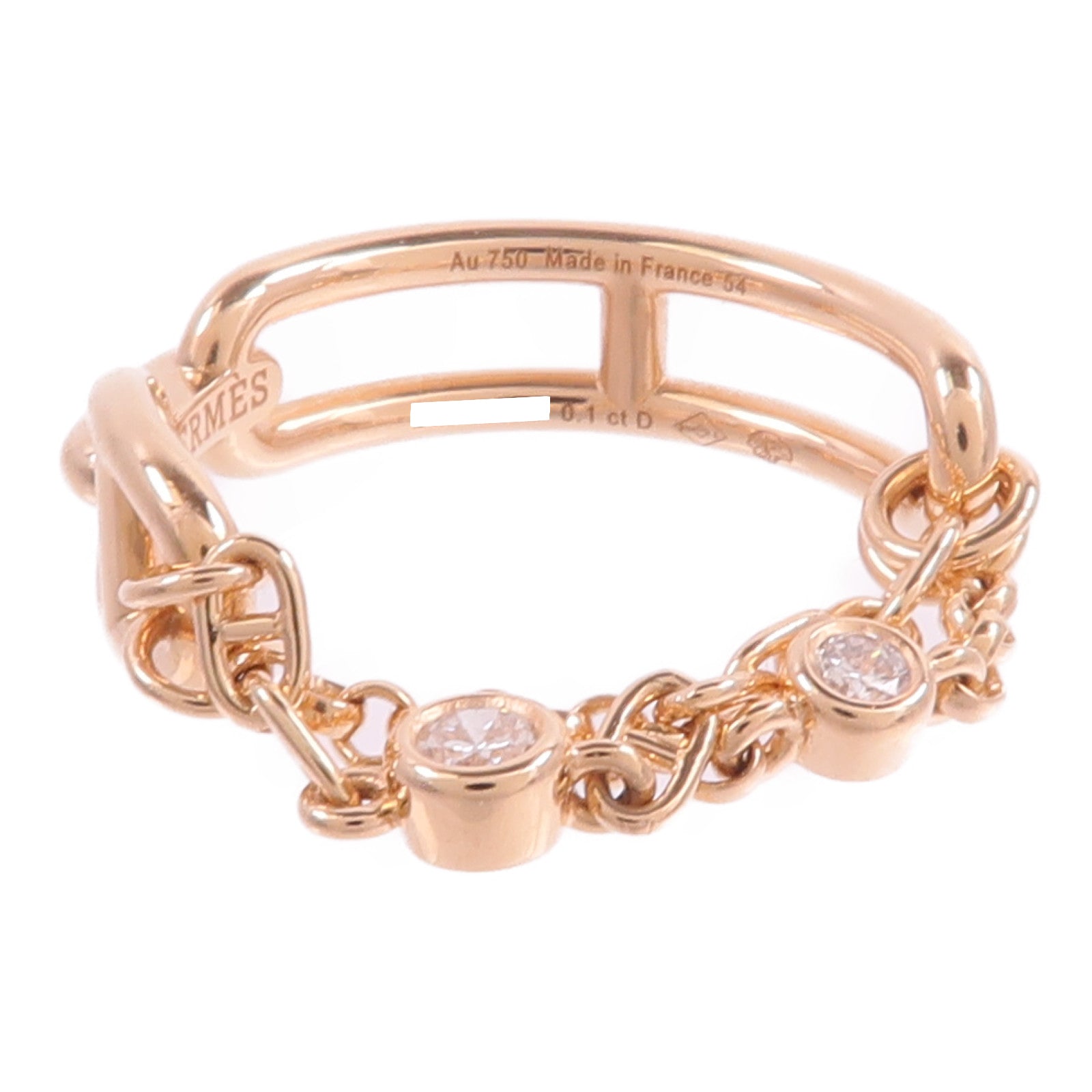 HERMES 18K玫瑰金Chaine d'ancre Chaos Ring鑽石戒指
