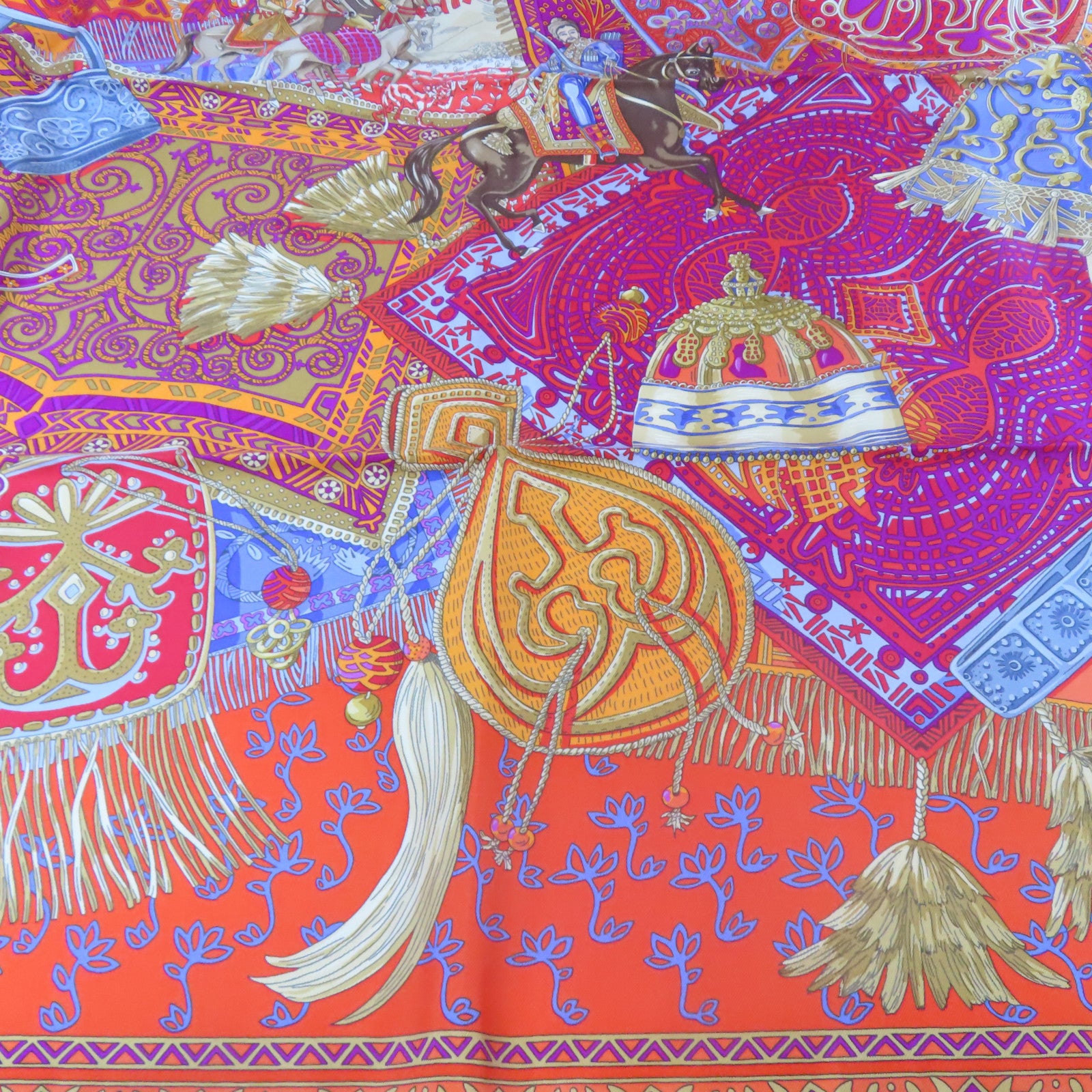 HERMES 【激減優惠】絲質Scarf 90x90cm絲巾橙色/藍色/紫色