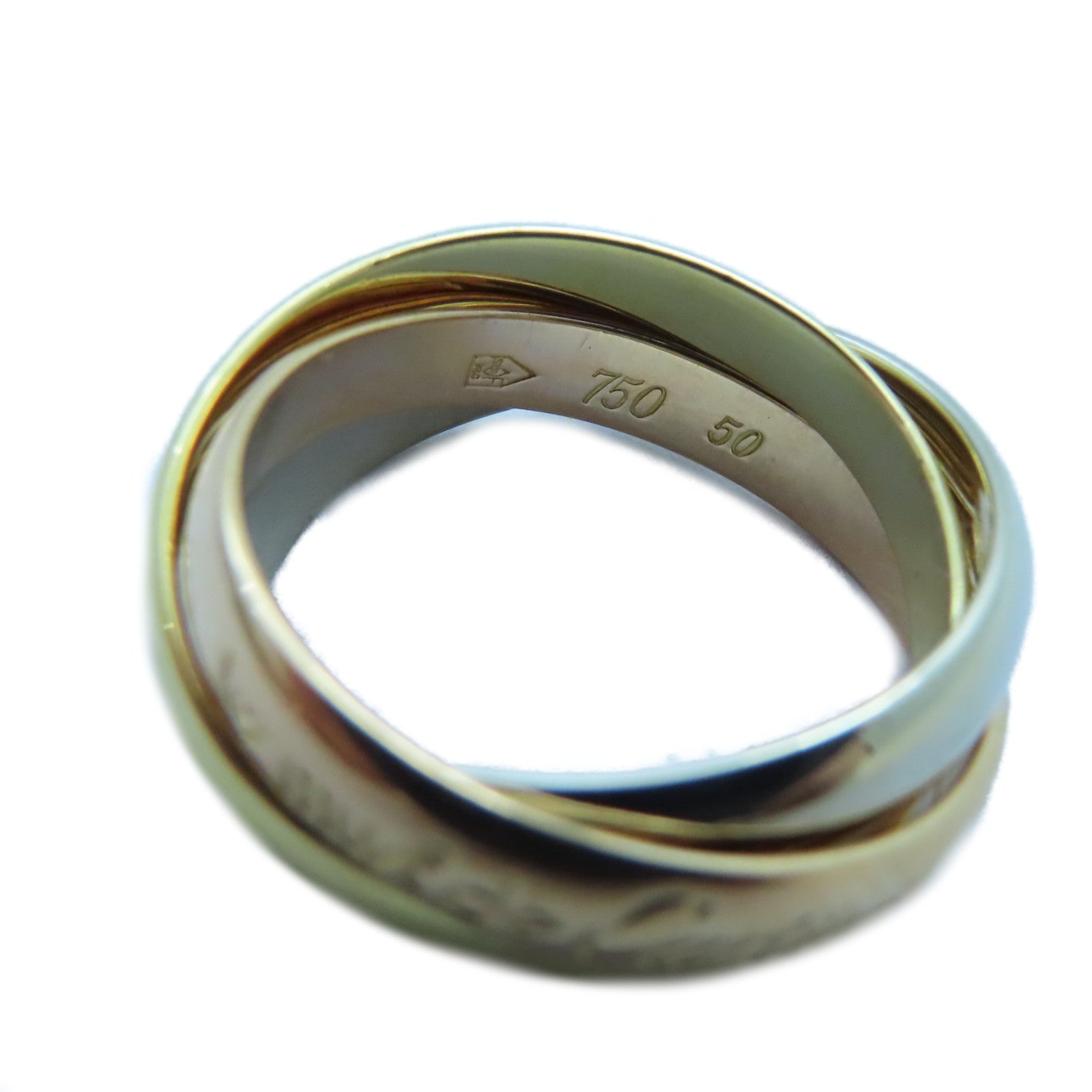 CARTIER 18K黃金/白金/玫瑰金Trinity戒指Cartier#50/US#5.5