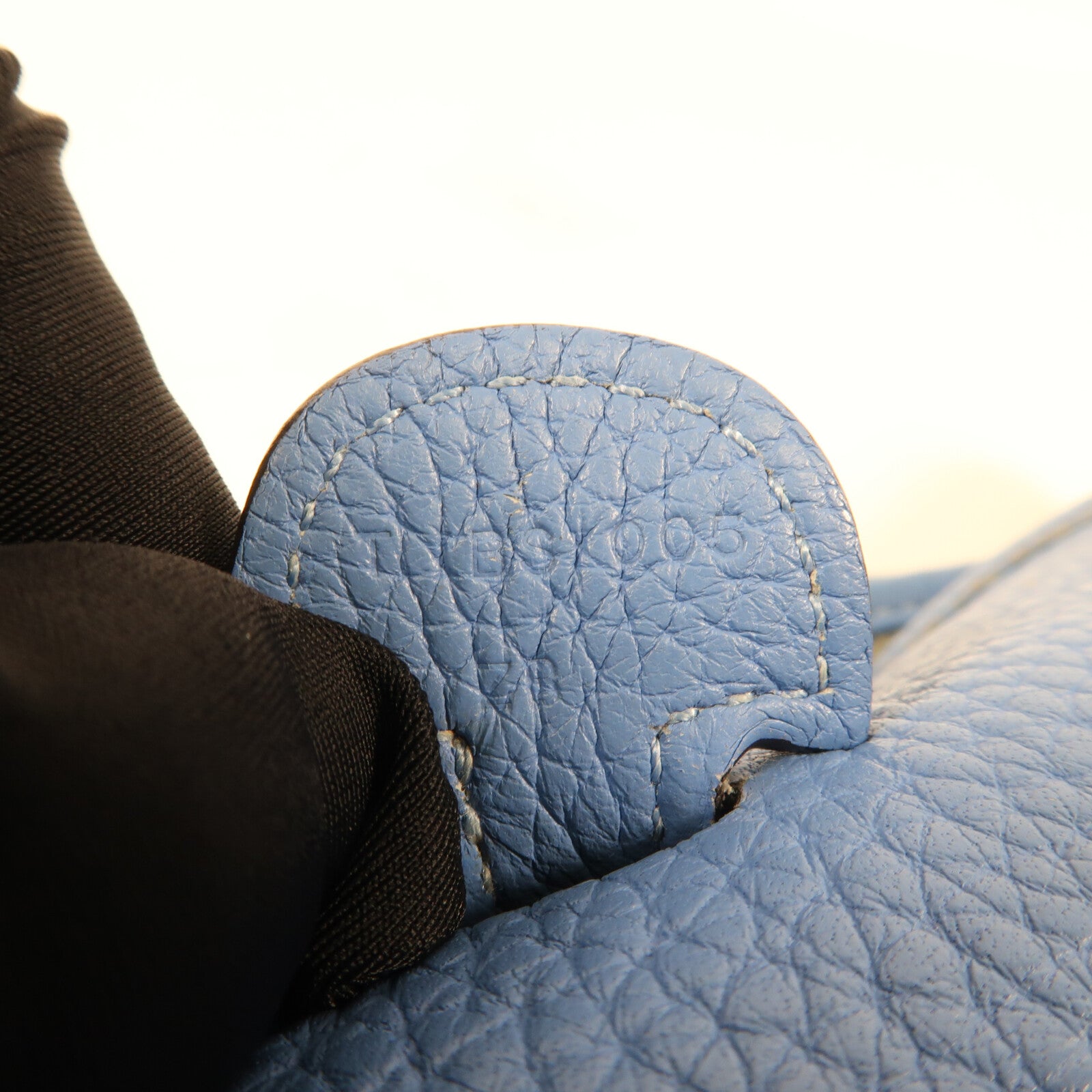 HERMES Clemence皮革Evelyne PM銀扣肩背袋Blue Jeans