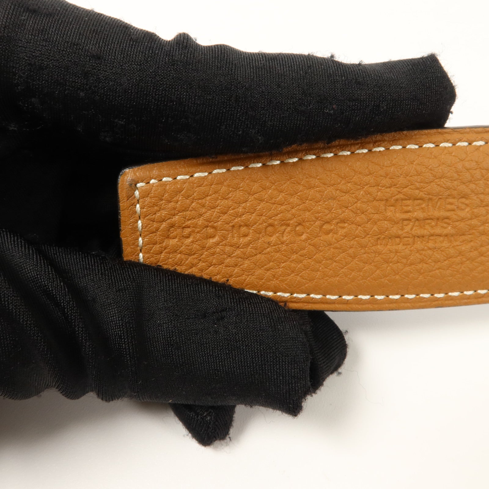HERMES Box/Togo皮革Constance Belt 85cm皮帶Noir/Gold