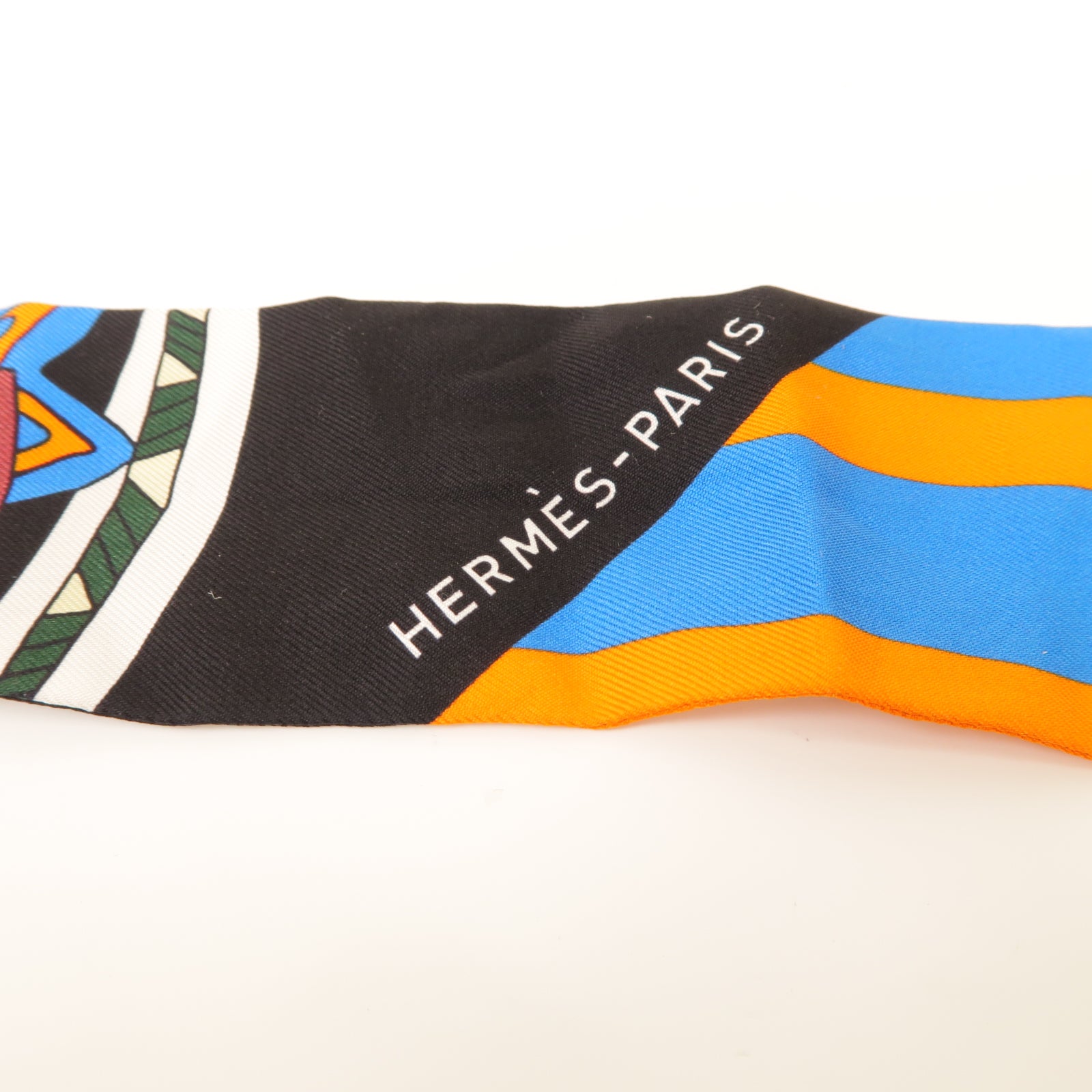 HERMES 絲質Twilly絲巾橙色/彩色