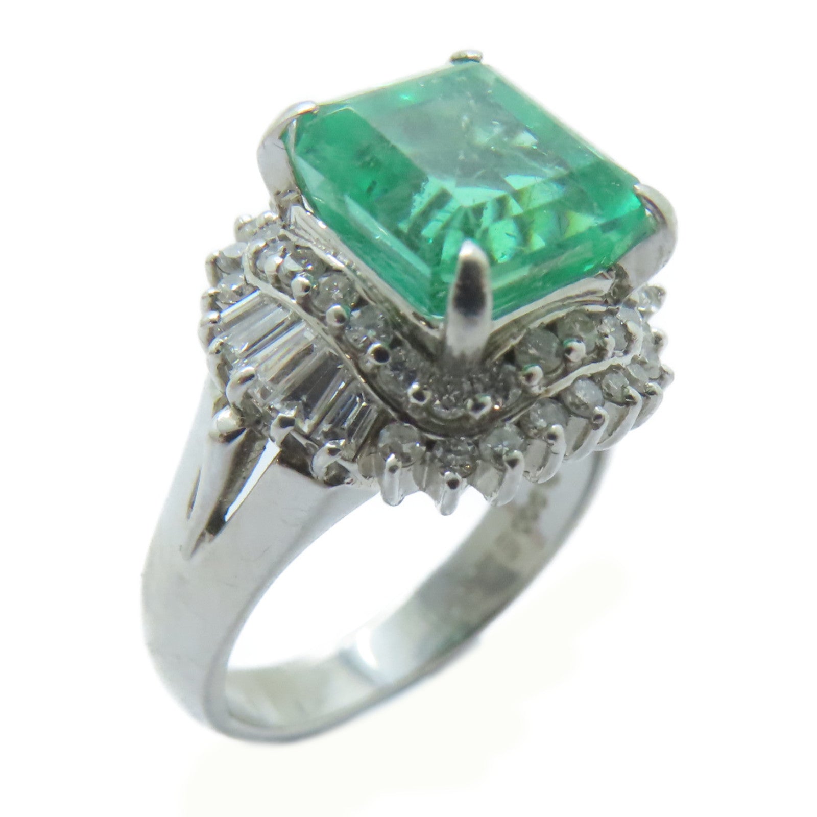 JEWELRY 【激減優惠】PT900鉑金Emerald Ring 2.84ct綠寶石/0.66ct鑽石戒指US#5.75