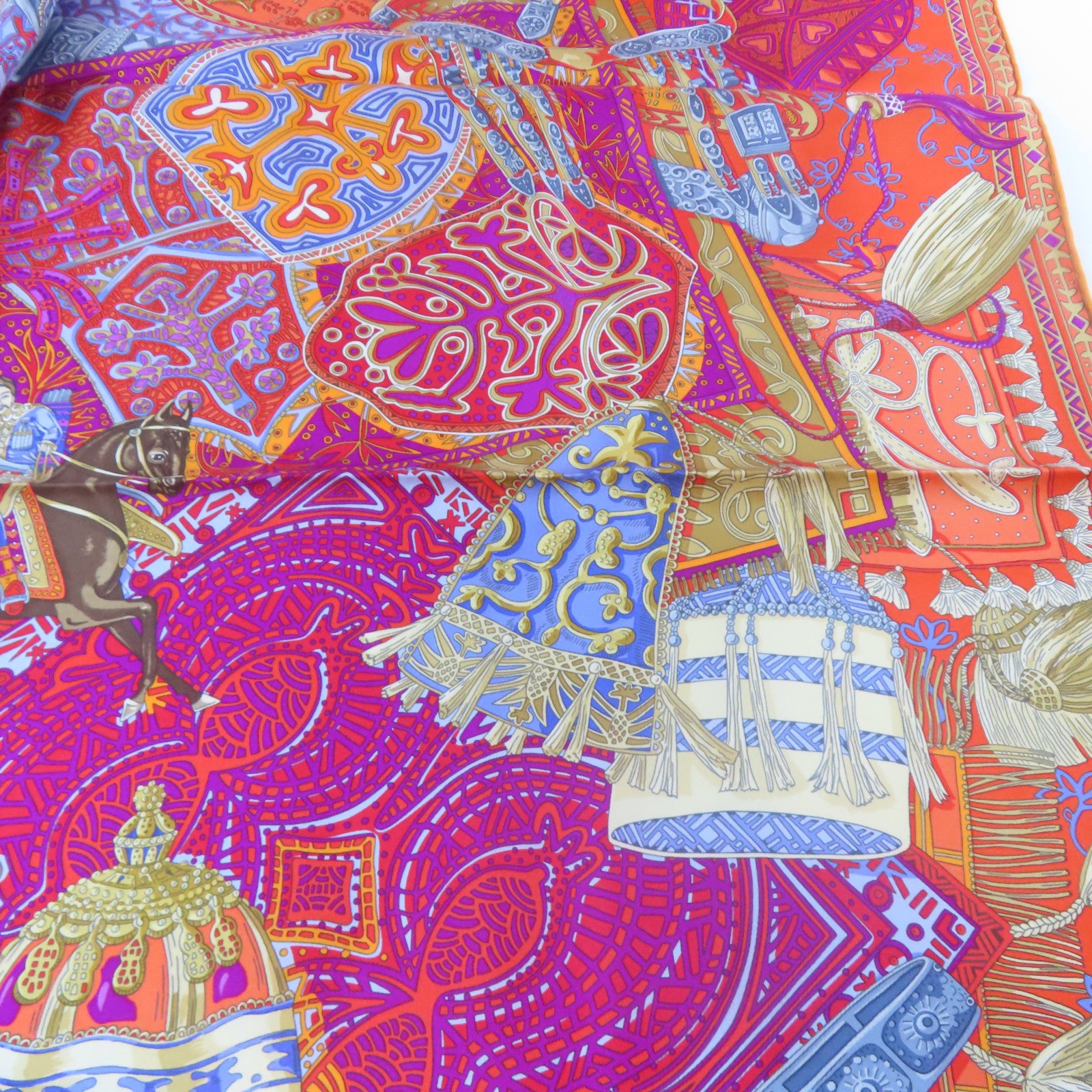 HERMES 【激減優惠】絲質Scarf 90x90cm絲巾橙色/藍色/紫色
