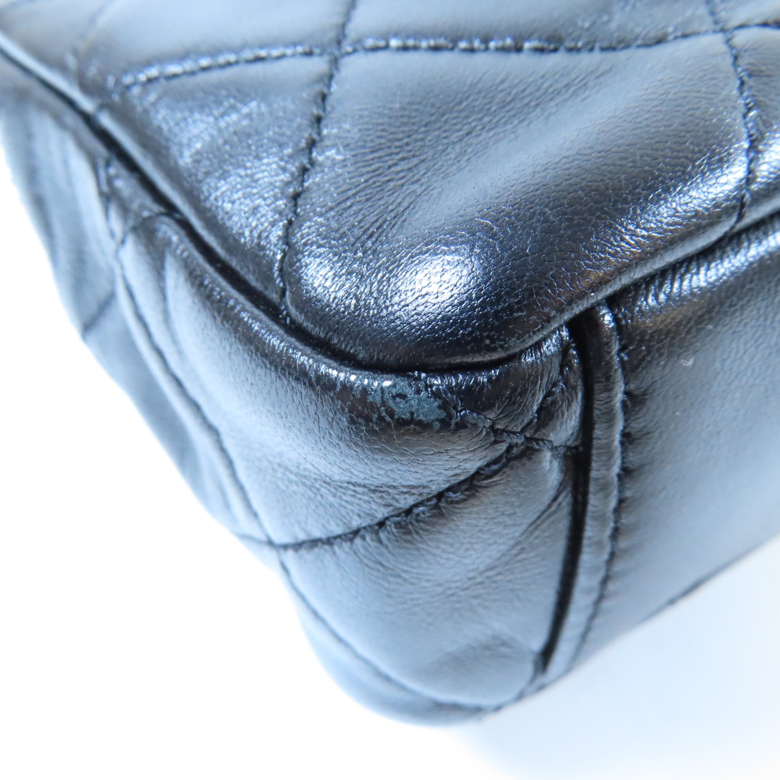 CHANEL 羊皮皮革Chain Flap Bag金扣鏈帶肩背袋黑色