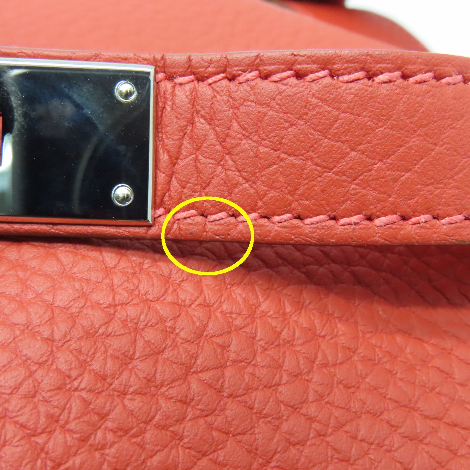 HERMES Clemence皮革So Kelly銀扣肩背袋Rouge Jaipur粉紅色