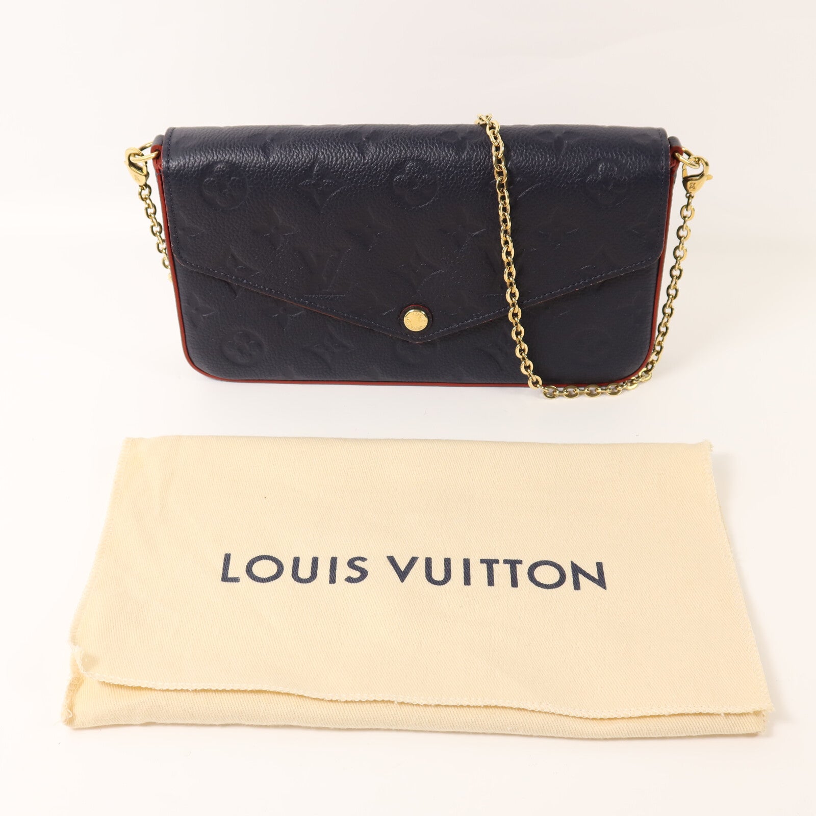 LOUIS VUITTON Monogram Empreinte Pochette Felicie金扣鏈帶肩背袋