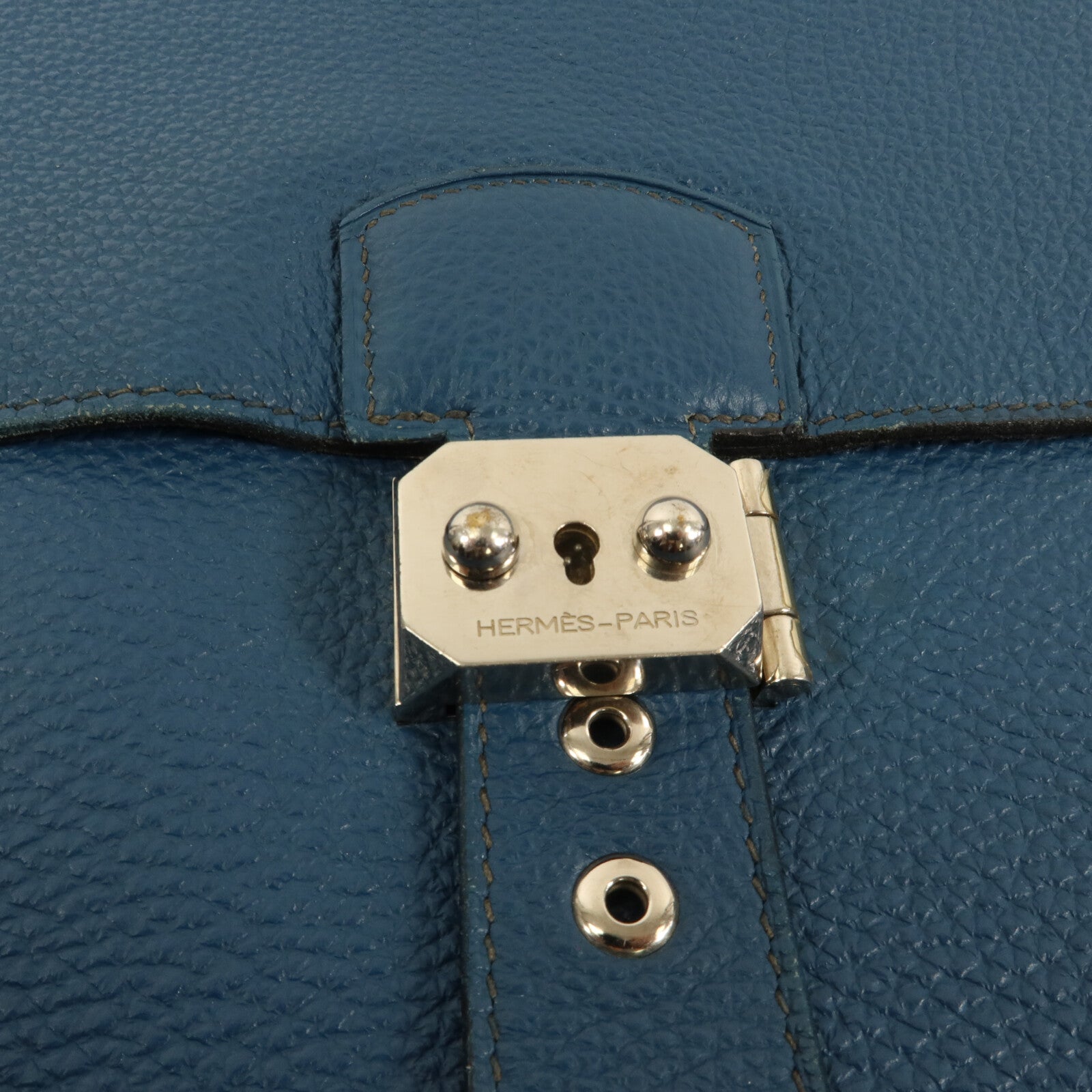 HERMES Togo皮革Sac A Depeches 38手挽袋Bleu Izmir