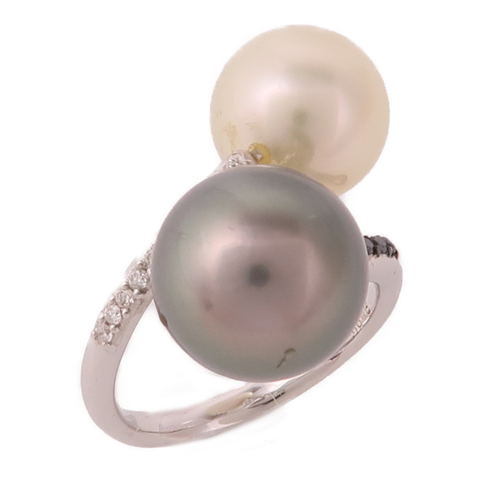 JEWELRY 18K白金/Tahitian Pearl/Pearl/Diamond Ring大溪地珍珠/珍珠/鑽石戒指