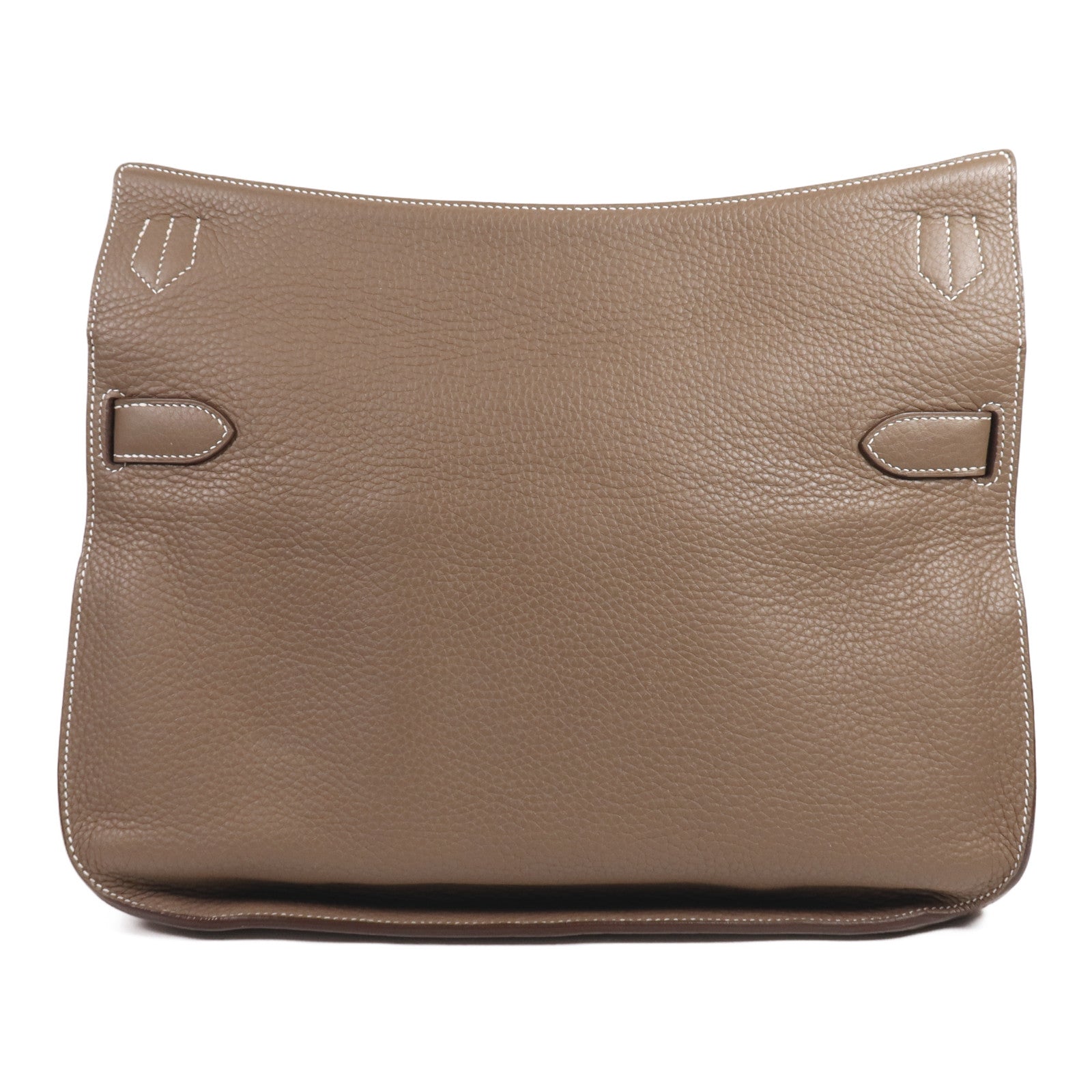 HERMES Clemence皮革Jypsiere 37銀扣肩背袋Etoupe